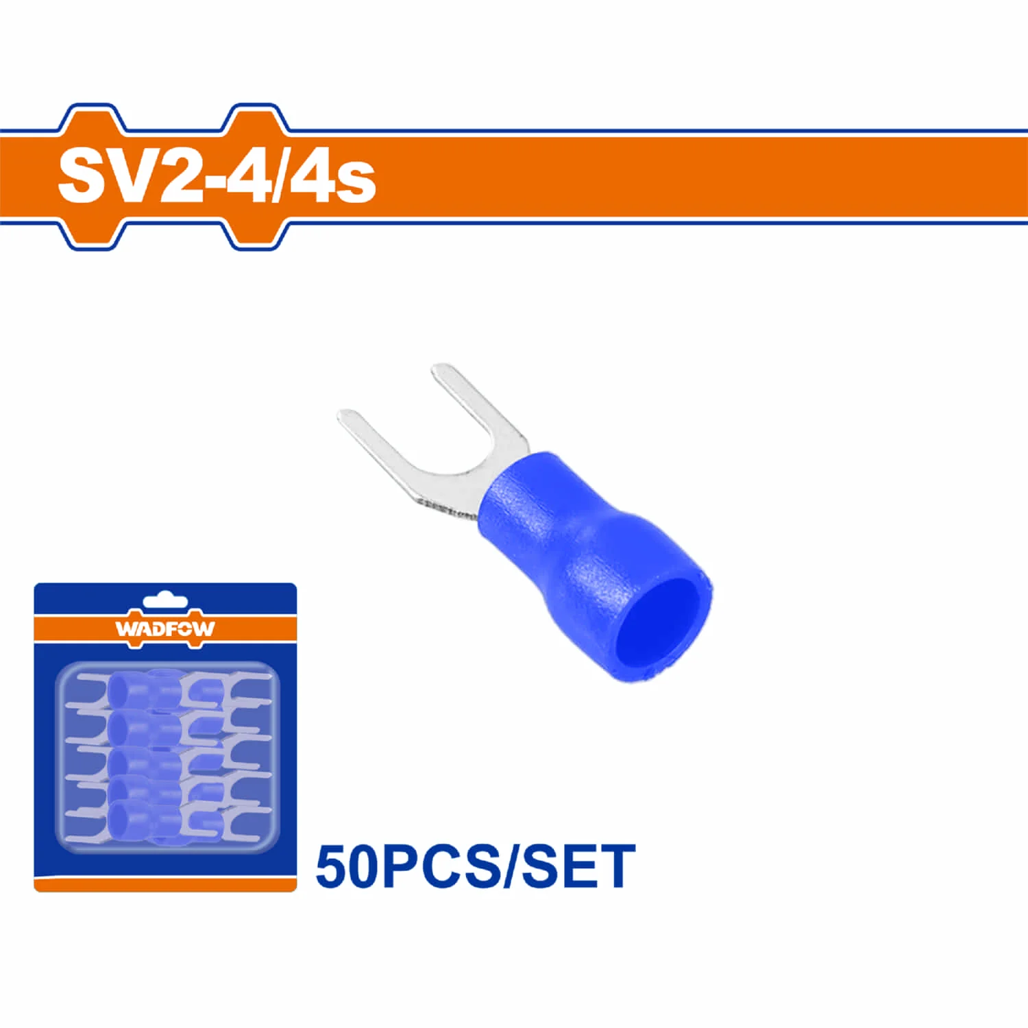 Terminales Conectores Para Cables Eléctricos SV2-4 Set 50 Pzas Color Azul Crimpado Eléctrico.