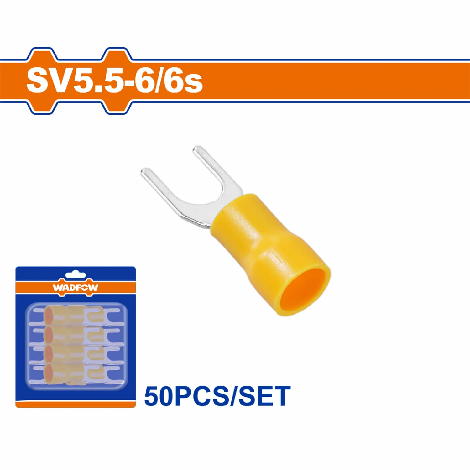 Terminales Conectores Para Cables Eléctricos SV5.5-6 Set 50 Pzas Color Amarillo Crimpado Eléctrico.
