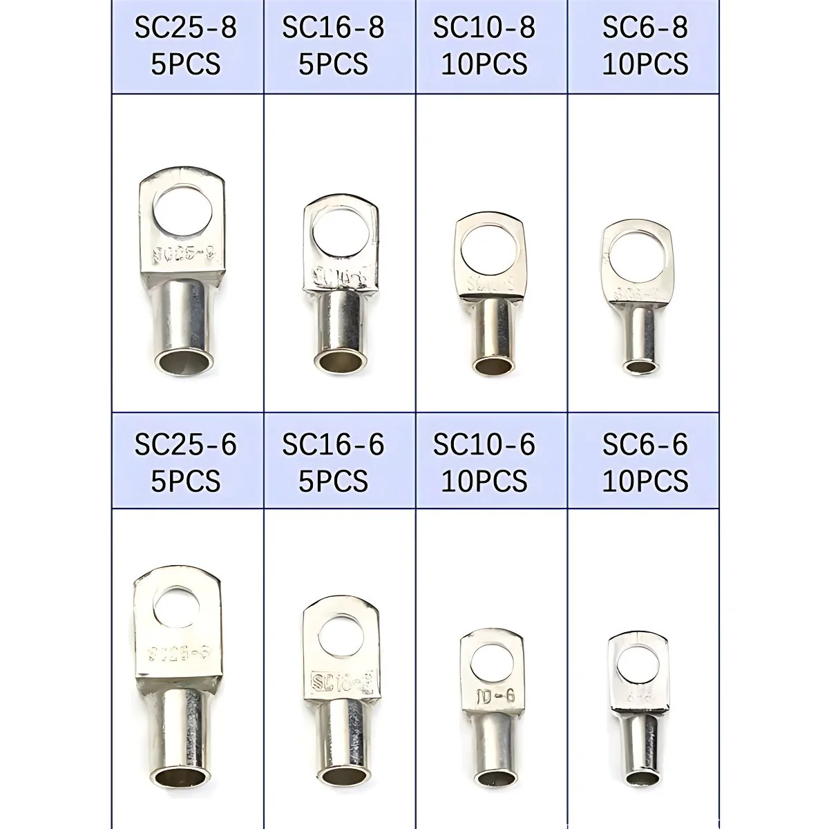Terminales De Anillo Recubiertos De Cobre SC6-25 Para Conexiones Electrónicas. (Juego De 60 Piezas). Conjunto De Conectores Eléctricos. - Image 3