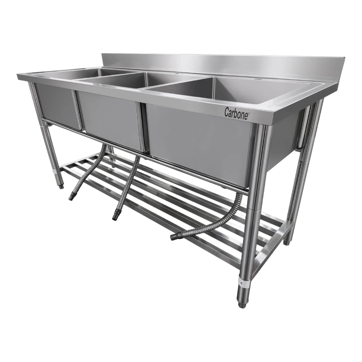 FREGADOR TRIPLE TINA  70 X 180 X 90 CM INOXIDABLE TINAS 52 X52 CM*30 CM ESPESOR ACERO 1.2 MM - Image 3