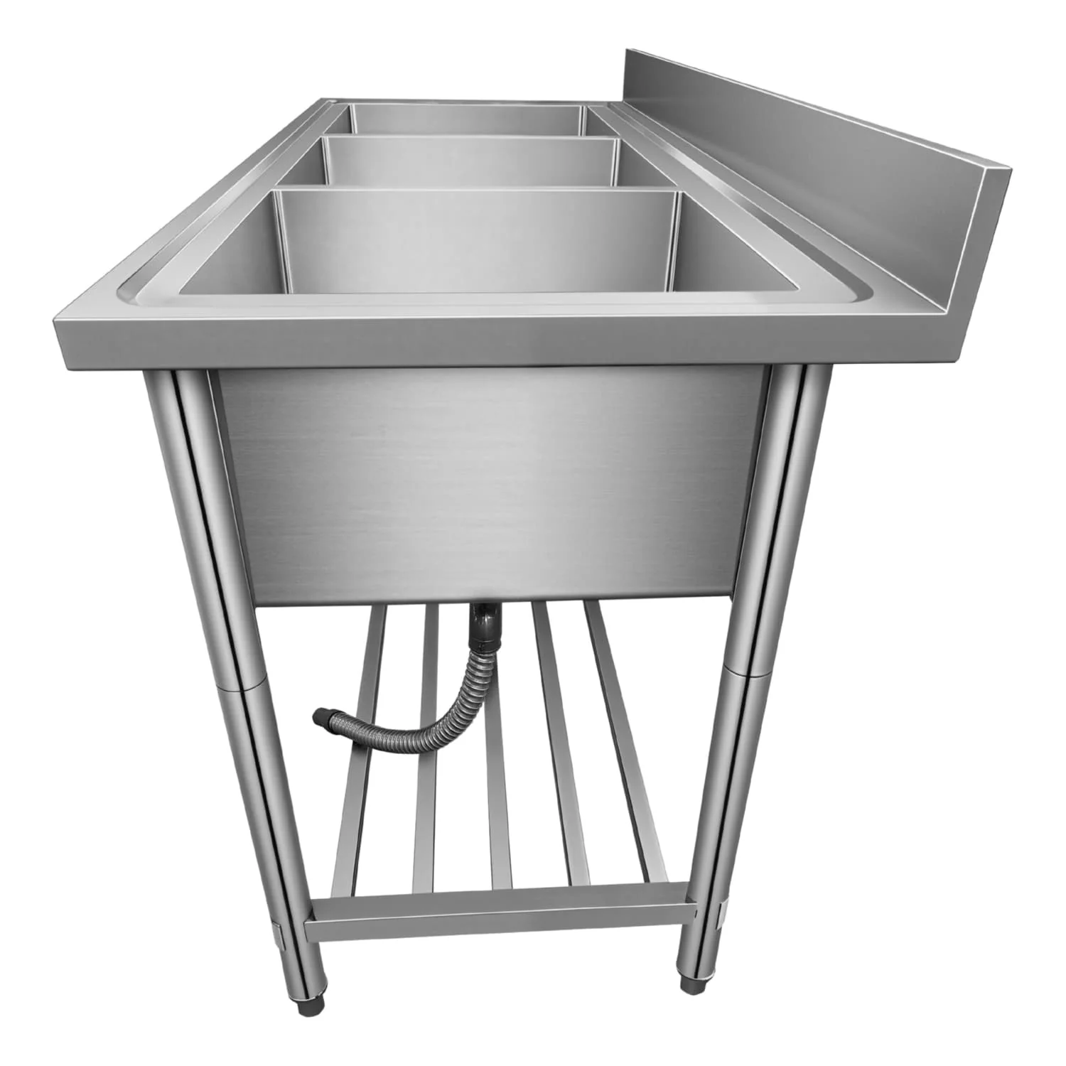 FREGADOR TRIPLE TINA  70 X 180 X 90 CM INOXIDABLE TINAS 52 X52 CM*30 CM ESPESOR ACERO 1.2 MM - Image 4