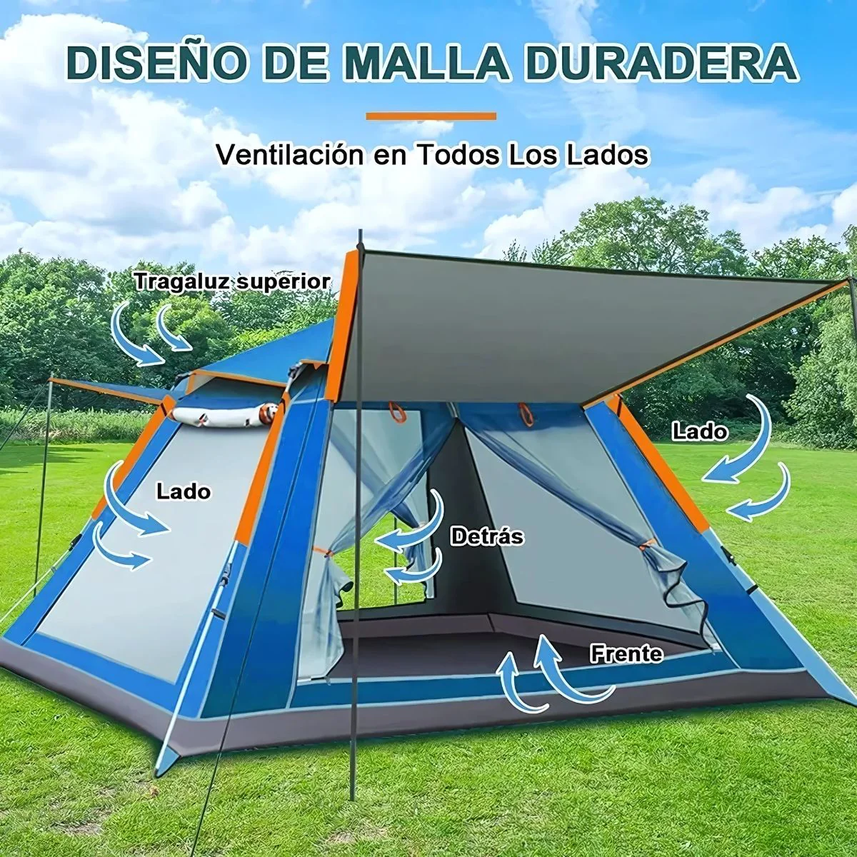 Tienda De Acampar Para 3-4 Personas. Tienda De Campaña Impermeable 215X215x142cm. Ideal Para Exteriores Y Camping. - Image 3