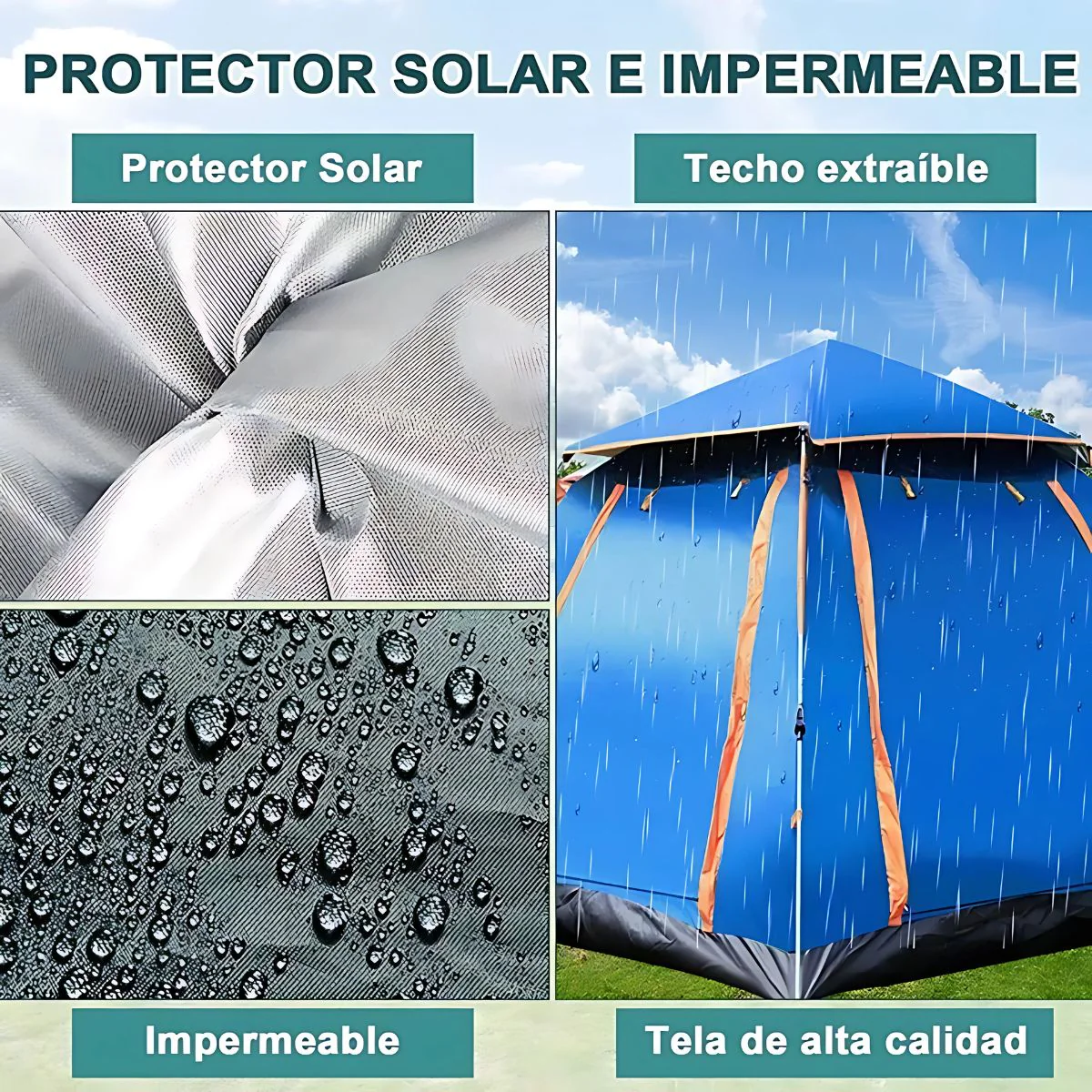 Tienda De Acampar Para 3-4 Personas. Tienda De Campaña Impermeable 215X215x142cm. Ideal Para Exteriores Y Camping. - Image 5