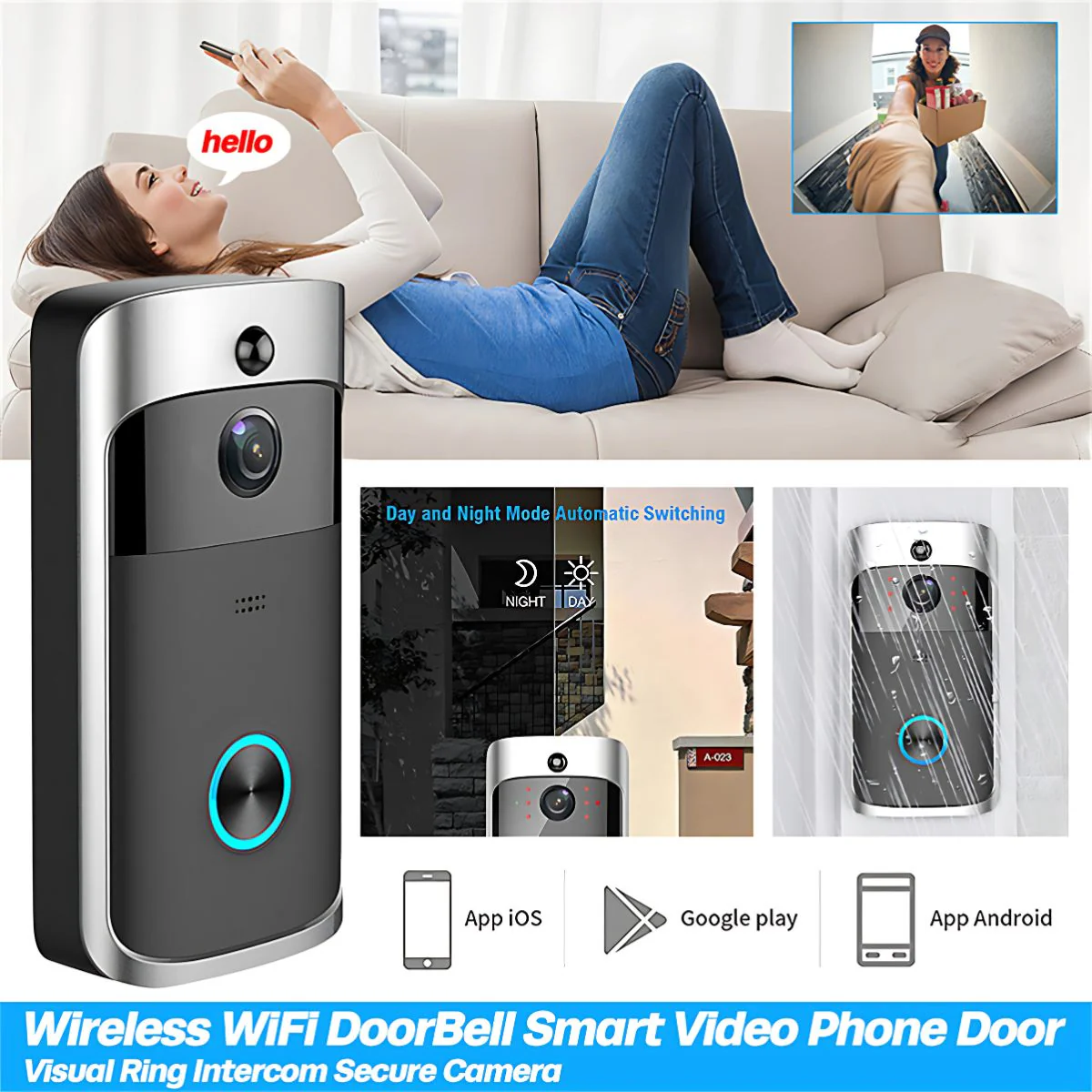 Timbre Inalámbrico Inteligente Con Cámara. Con Visión Nocturna Y Detección De Movimiento. Intercomunicador Para El Hogar. 2.4G - Image 3