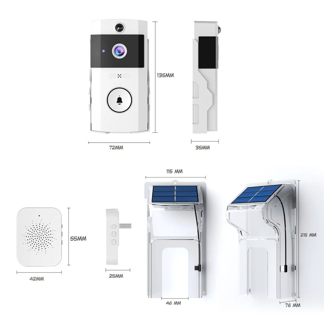 Timbre Inteligente Con Cámara Wifi Y Panel Solar. Video Portero Inalámbrico Con Visión Nocturna, Audio Bidireccional Y Monitoreo Con App. Incluye Cobertor Antilluvia Para Exteriores. - Image 5
