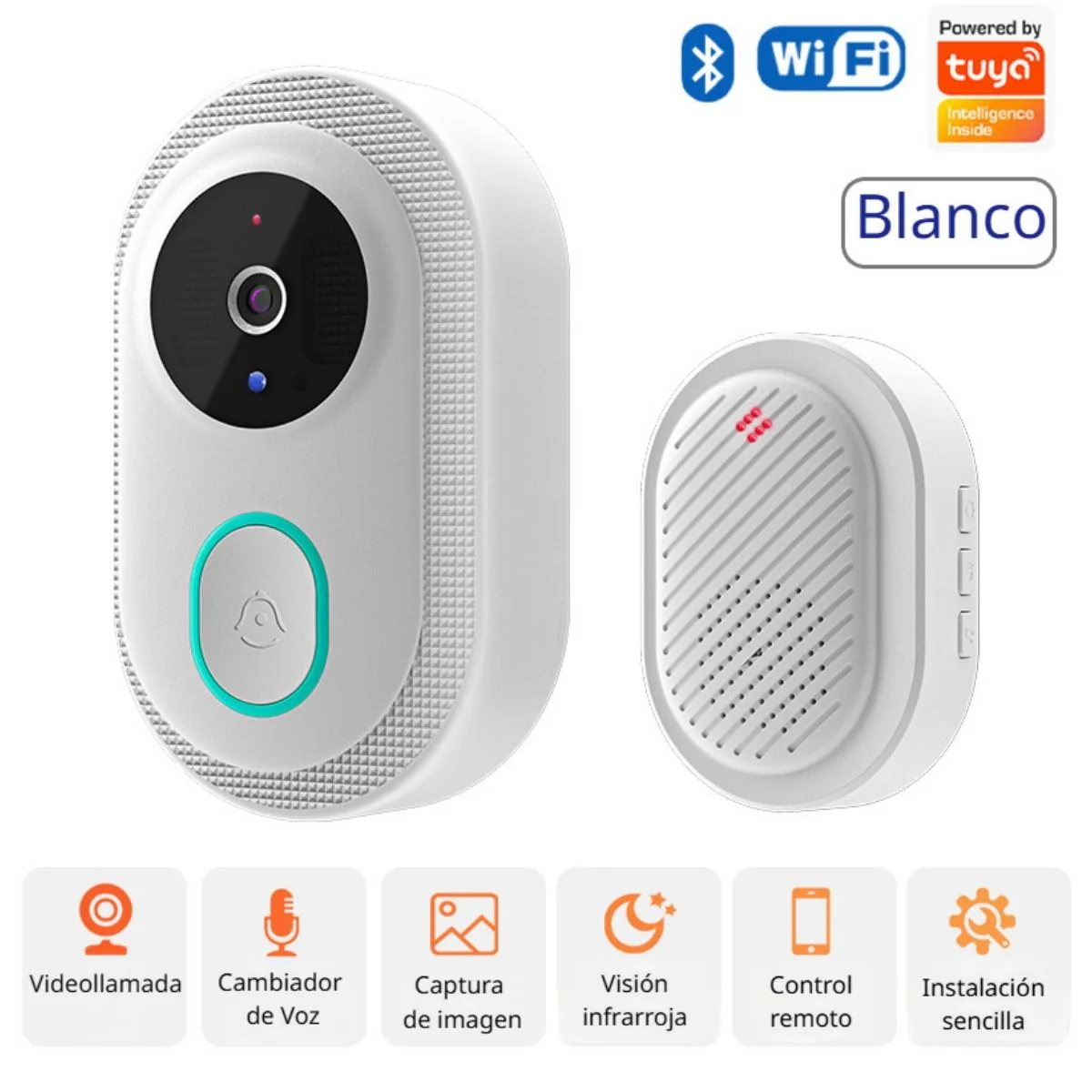 Timbre Inteligente Con Cámara Wifi Y Visión Nocturna E Intercomunicador A Prueba De Agua IP65.