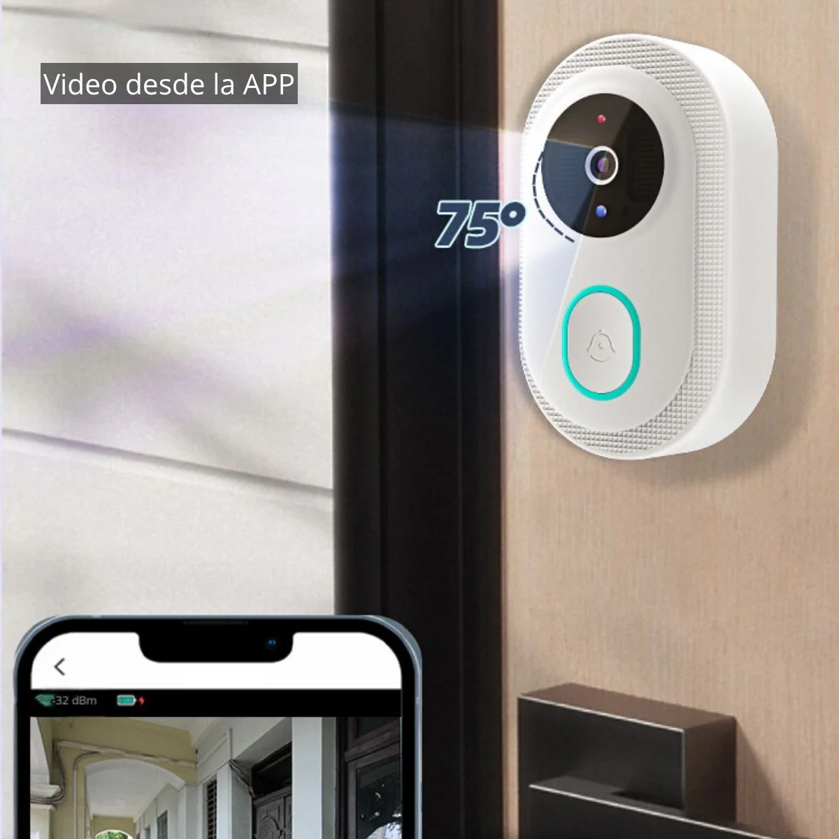 Timbre Inteligente Con Cámara Wifi Y Visión Nocturna E Intercomunicador A Prueba De Agua IP65. - Image 3
