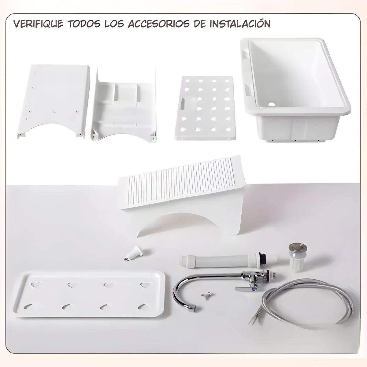 Tina De Lavandería Con Grifería Y Patas Ajustables. Fregadero Elevado Para Lavandería, Patio O Balcón (82X77x 57Cm). - Image 3
