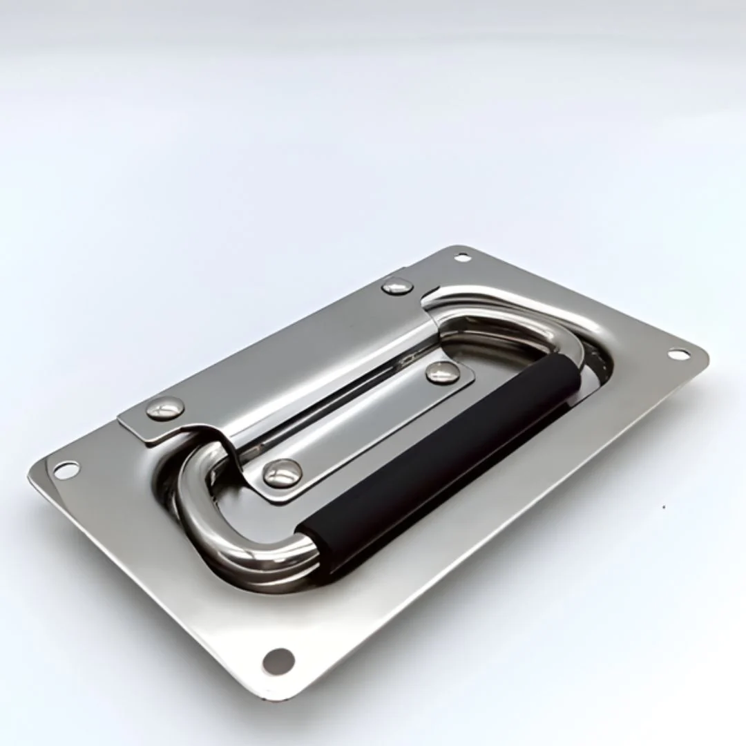 Tirador Empotrable Rectangular Con Agarre De Goma. Manija Asa Plegable Industrial Acero Inoxidable 304 Sin Resorte (110Mm). 609 - Image 3