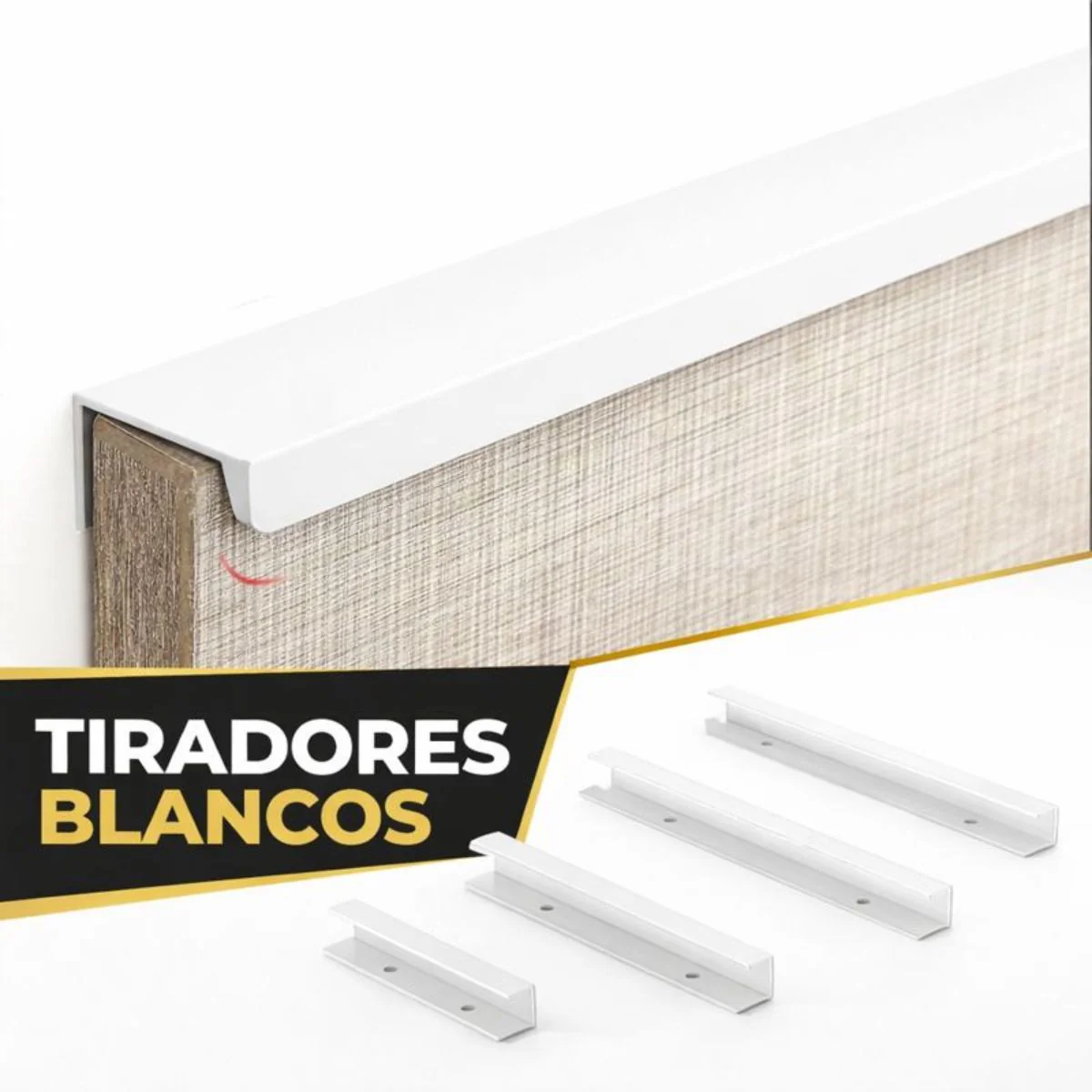 Tirador Jaladera Para Modulares De Cocinas Y Closet. Color Blanco. Instalación Con Tornillo Oculto. Haladera 40Cm.