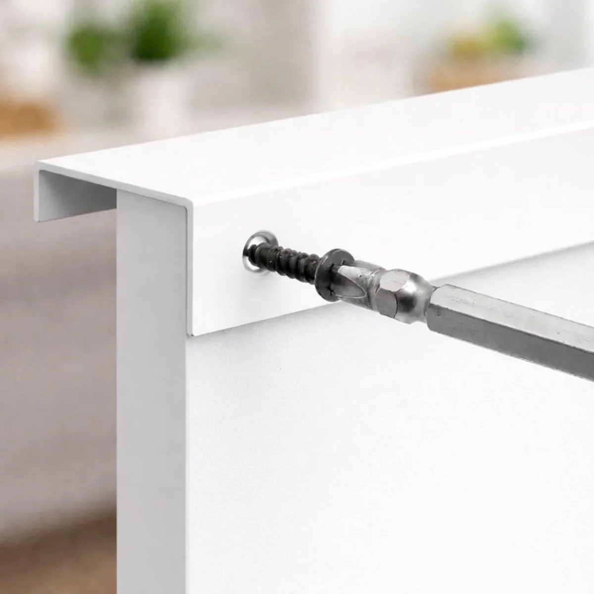 Tirador Jaladera Para Modulares De Cocinas Y Closet. Color Blanco. Instalación Con Tornillo Oculto. Haladera 40Cm. - Image 2