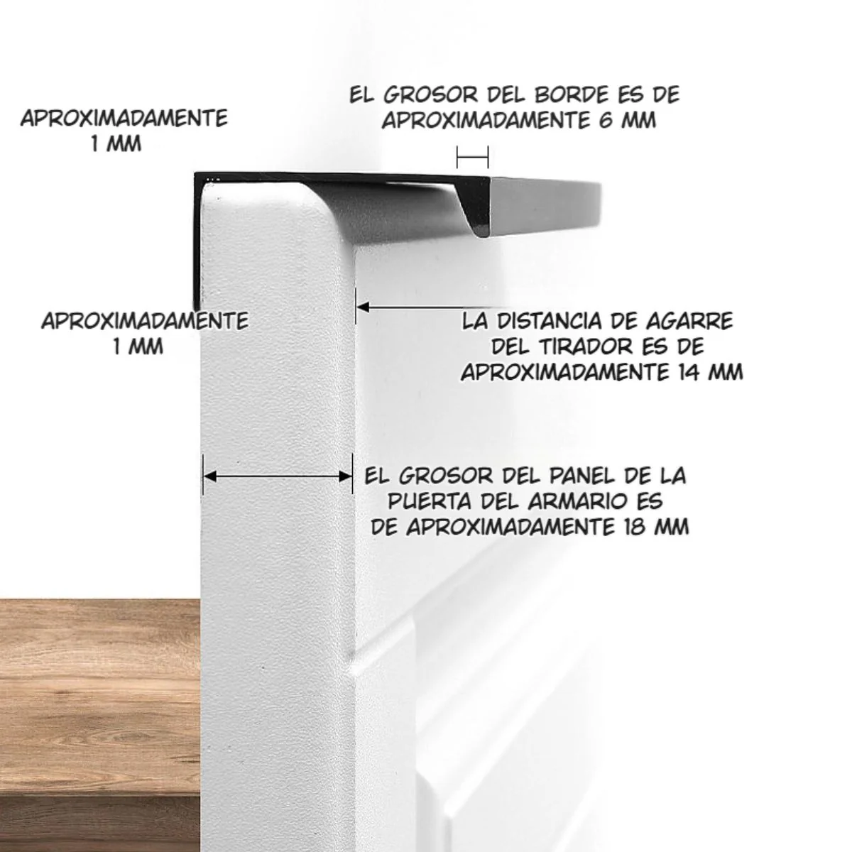 Tirador Jaladera Para Modulares De Cocinas Y Closet. Color Blanco. Instalación Con Tornillo Oculto. Haladera 40Cm. - Image 4