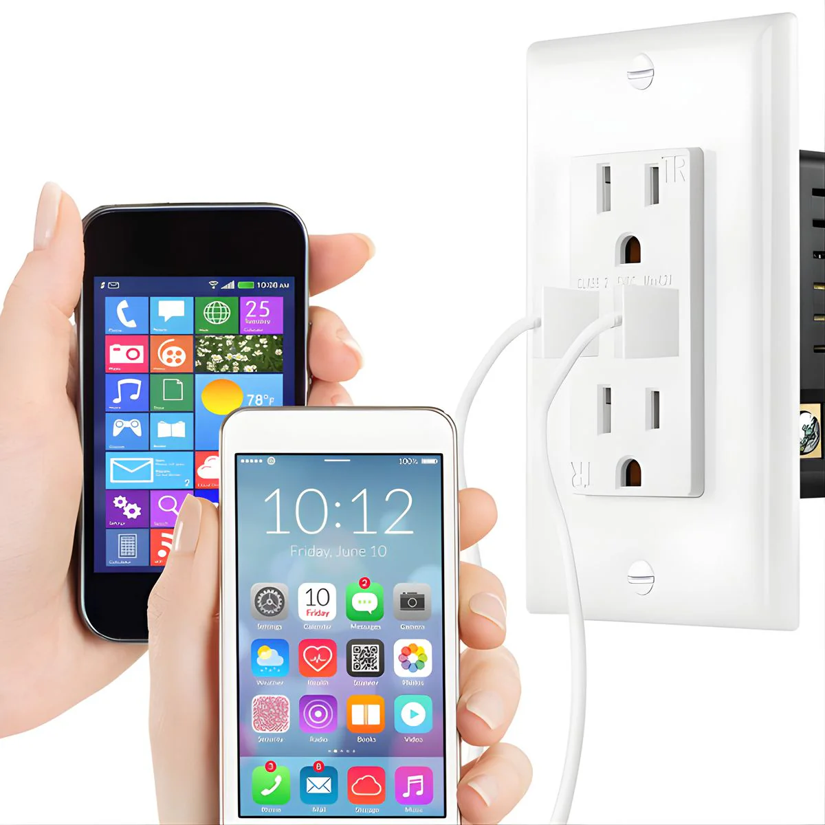 Tomacorriente Doble De Pared 15AMP Con USB Dual 5V 3.1A. Enchufe Con Cargador Para Dispositivos Electrónicos. Protección TR A Prueba De Manipulación KU-15T3. - Image 2