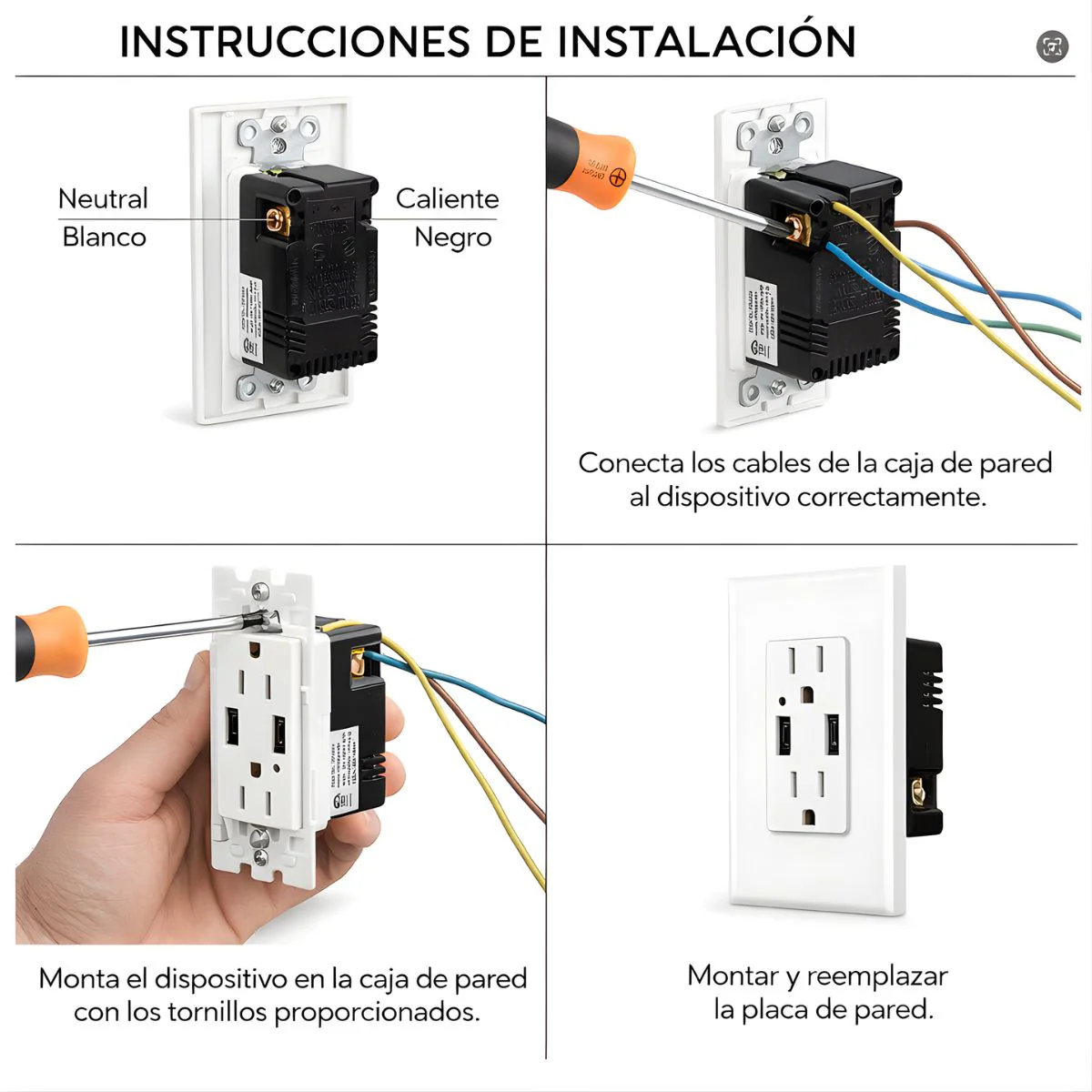 Tomacorriente Doble De Pared 15AMP Con USB Dual 5V 3.1A. Enchufe Con Cargador Para Dispositivos Electrónicos. Protección TR A Prueba De Manipulación KU-15T3. - Image 3