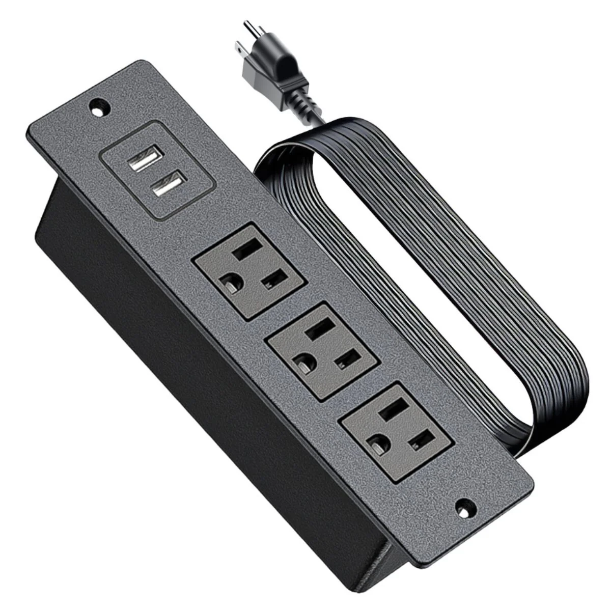 Tomacorriente Empotrable Extension Con 3 Salidas Y 2 Puertos USB. Extensión Eléctrica. Regleta Oculta Para Muebles.