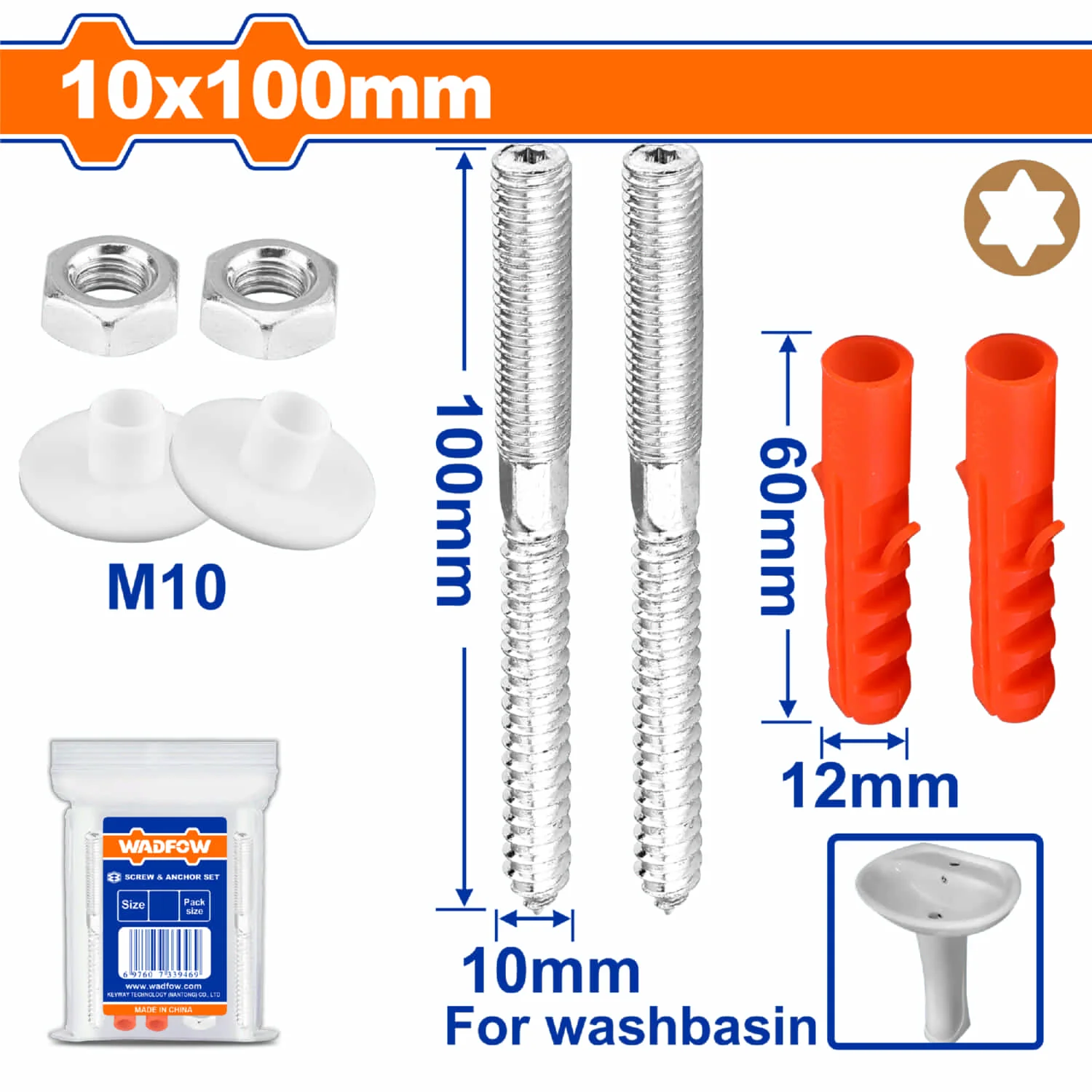 Tornillos Estrella Para Lavamanos Y Anclajes De Plástico Con Arandelas. SET - Image 2
