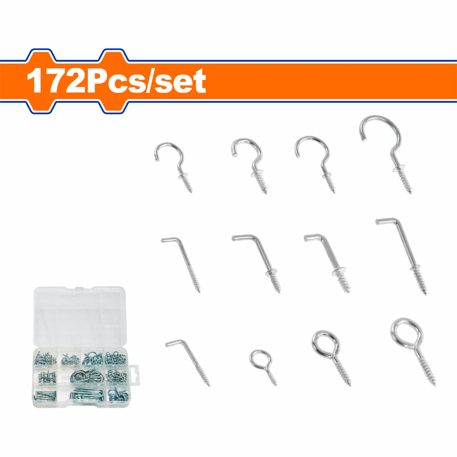 Tornillos Gancho Surtidos (Tornillos De Ojo, Copa, Ganchos, Forma L) 172 Piezas. Se Vende En Kit.Ganchos Para Colgar