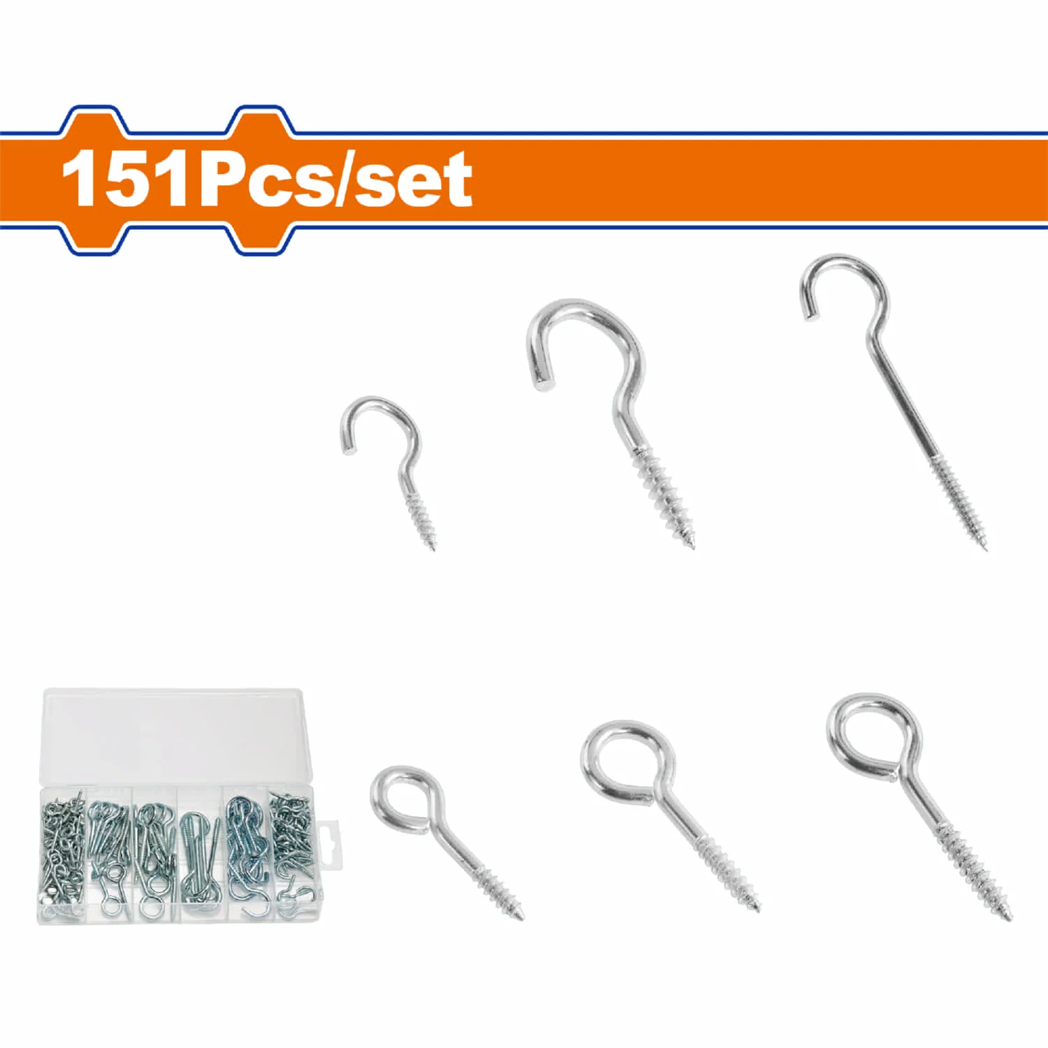 Tornillos Gancho Surtidos (Tornillos De Ojo, Tornillos De Gancho) (151 Piezas) Se Vende En Kit. Ganchos Para Colgar