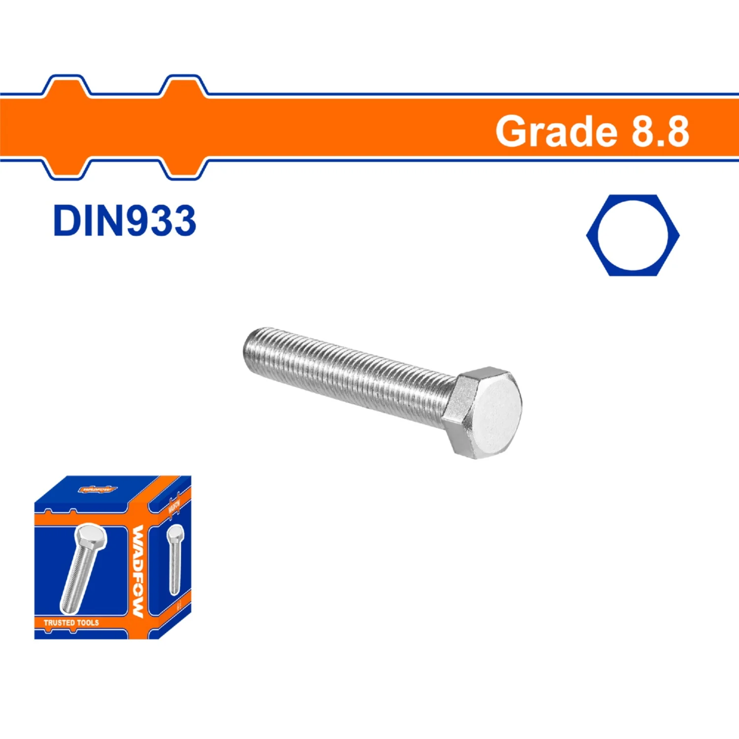 Tornillos Hexagonales  Rosca Completa. Grado 8.8 Galvanizado. Pernos Hexagonales. DIN 933