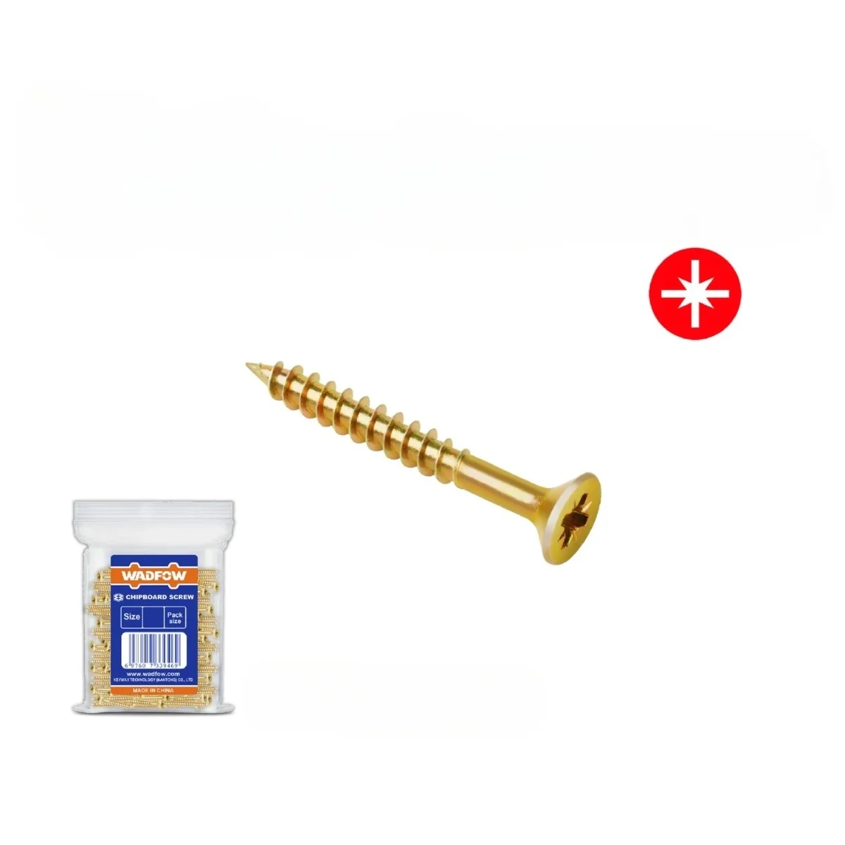 Tornillos Para Aglomerado Pozidrive. Cabeza Avellanada. Amarillo.