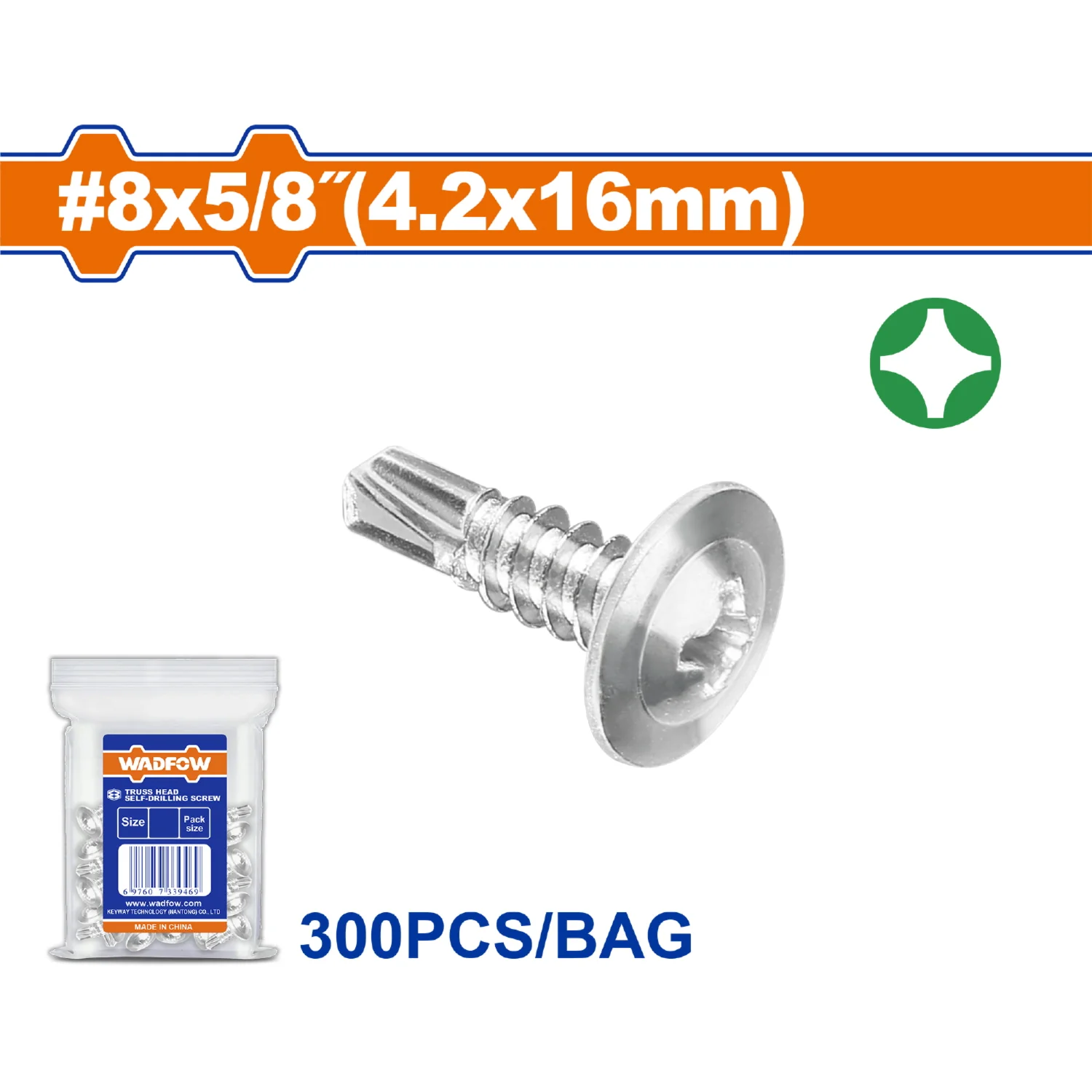 Tornillos Punta Broca #8X5/8" Phillips Cabeza Truss. Acabado Zinc. Para Perforar. (300 Piezas) - Image 2