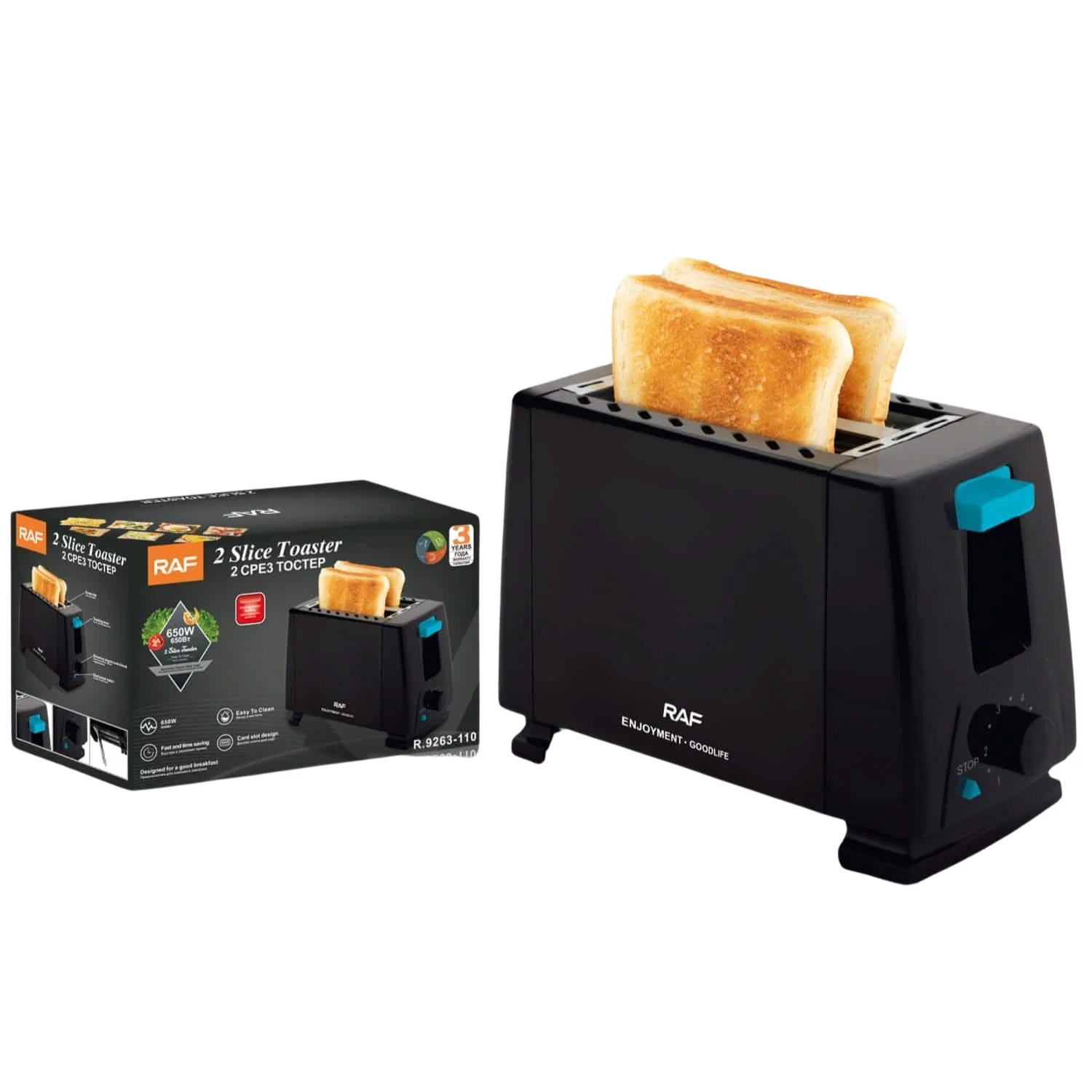 Tostadora 650W Para 2 Rebanadas Con Doble Cara Y Diseño Compacto Fácil De Limpiar. 110V /60Hz. - Image 2