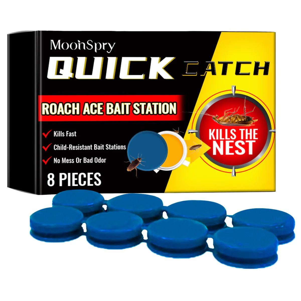 Trampa Mata Cucarachas. Estación De Cebo Para Control De Plagas.  Extermina Insectos.  (Pack De 8 Pzs)