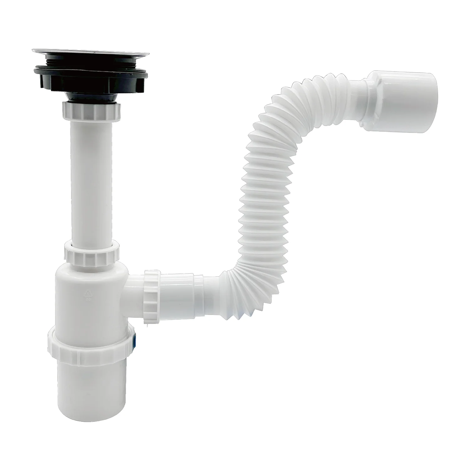 Trampa Sifón De Fregador 1 1/2". Desagüe Con Canastilla De Acero Inoxidable Y Tubo Extensible 42Cm. - Image 2