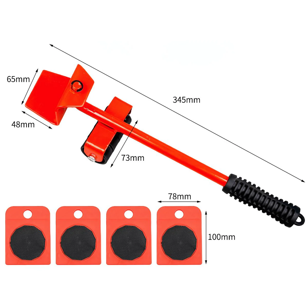 Transportador Levantador Ruedas De Muebles Y Objetos Pesados. Kit De 5 Piezas Con Palanca Y Ruedas Giratorias 360°. Juego De Herramienta Para Mudanzas. - Image 3