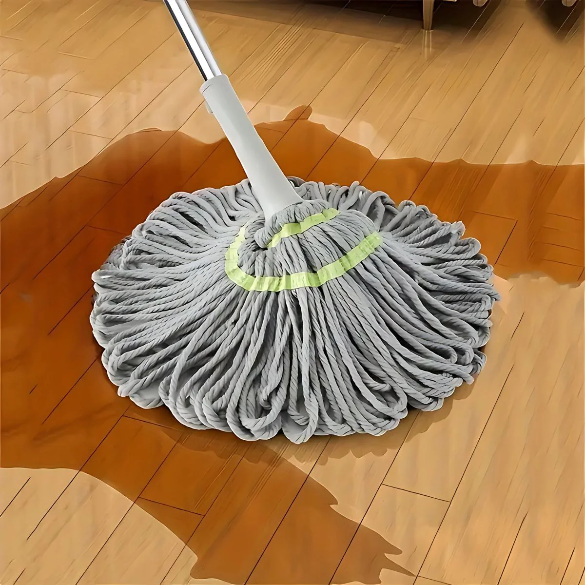 Trapeador Giratorio De Microfibra. Mopa Absorbente Con Sistema De Autoescurrido Manual. Lampazo Con Palo De Acero Inoxidable. - Image 6