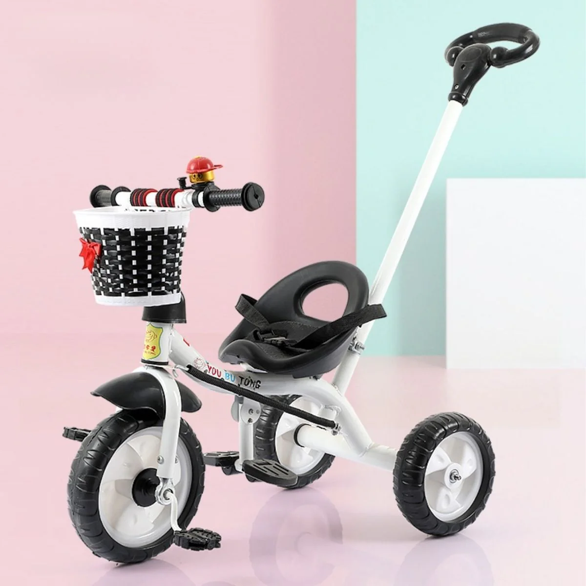 Triciclo Infantil De Empuje Con Asiento Ajustable Y Barra De Dirección. Bicicleta Para Bebés De 1 A 5 Años Con Pedales Antideslizantes. Color Blanco. - Image 2