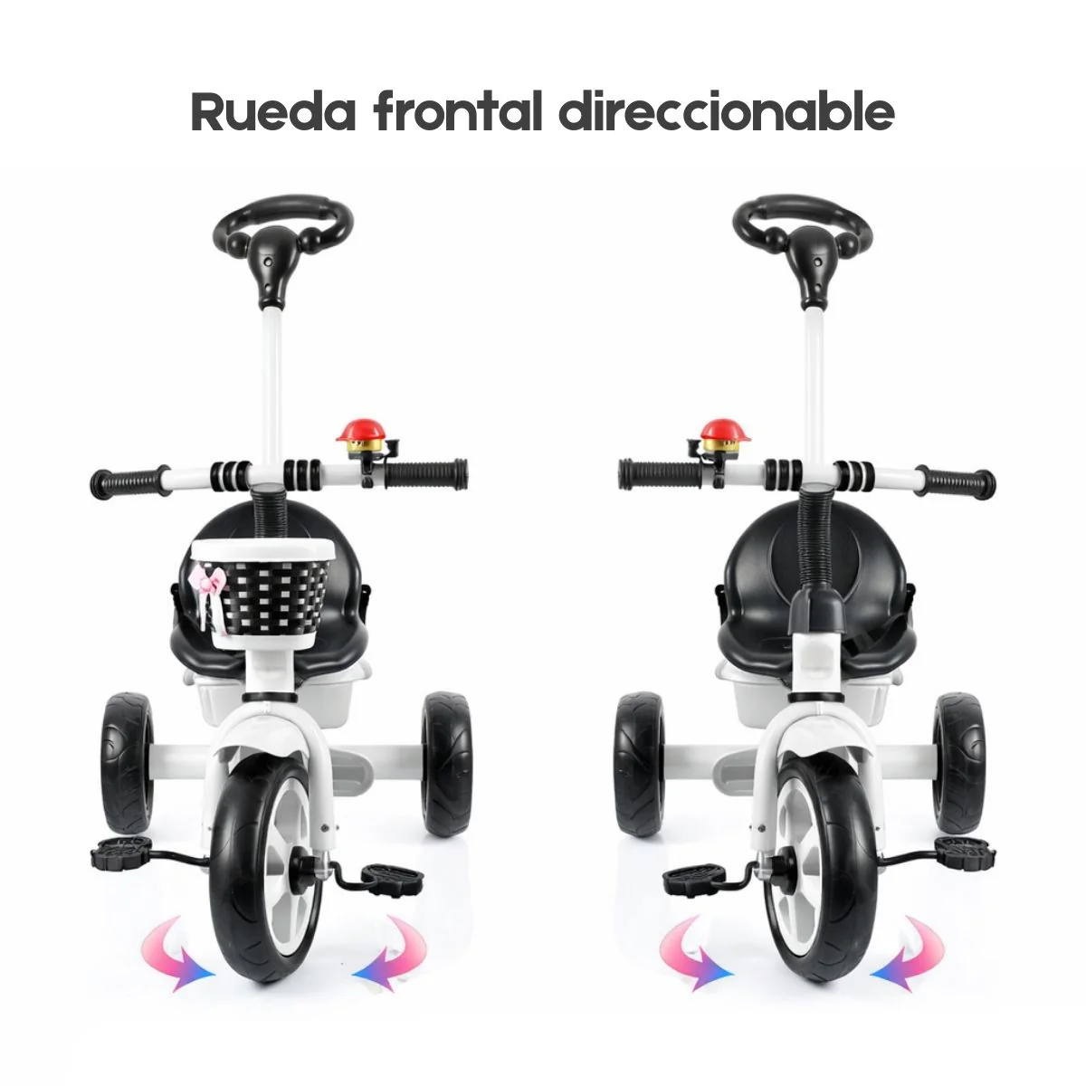 Triciclo Infantil De Empuje Con Asiento Ajustable Y Barra De Dirección. Bicicleta Para Bebés De 1 A 5 Años Con Pedales Antideslizantes. Color Blanco. - Image 3