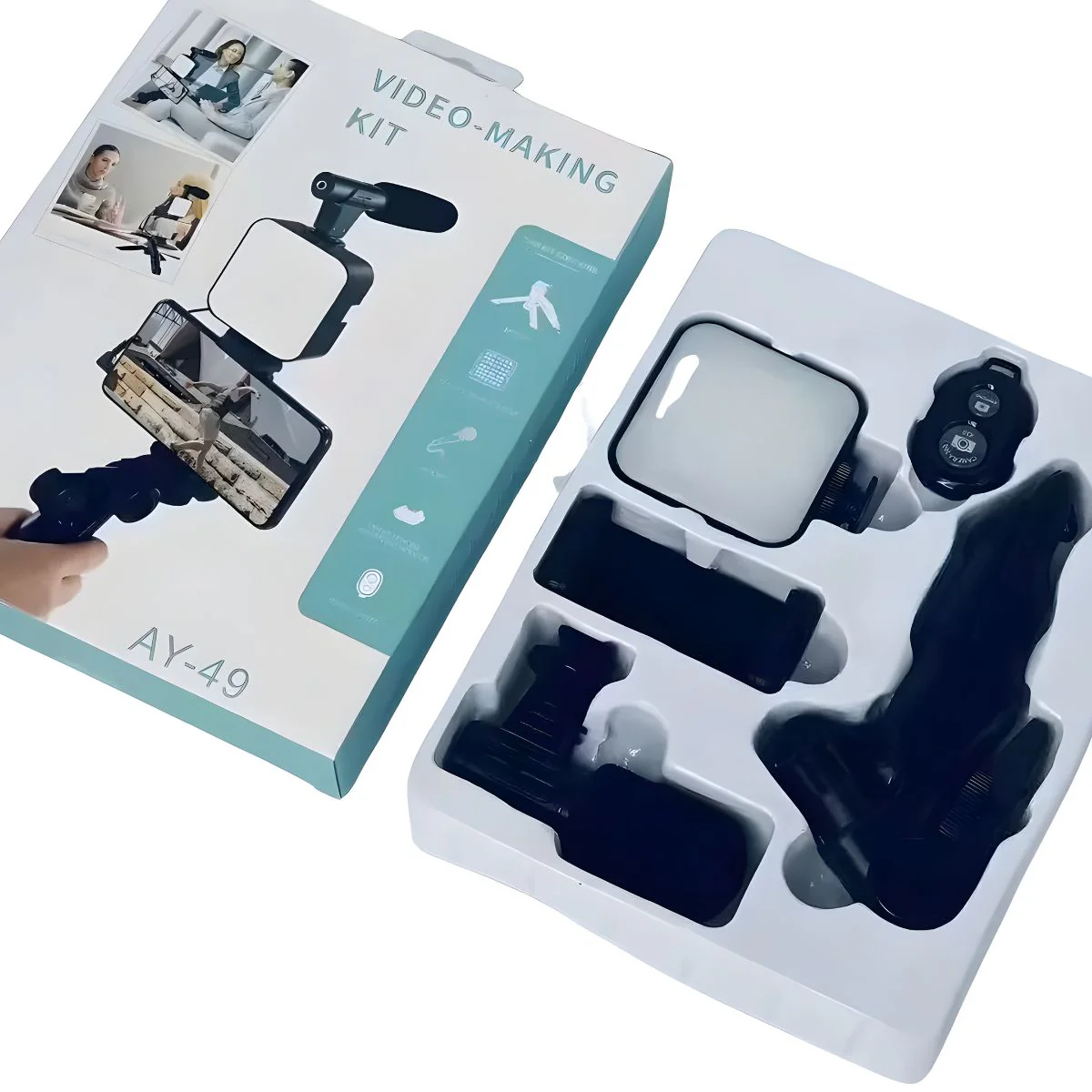 Trípode Con Luz LED Y Micrófono. Kit De Video Profesional Con Bluetooth. Soporte Automático Para Streaming Y Vlogs. - Image 5