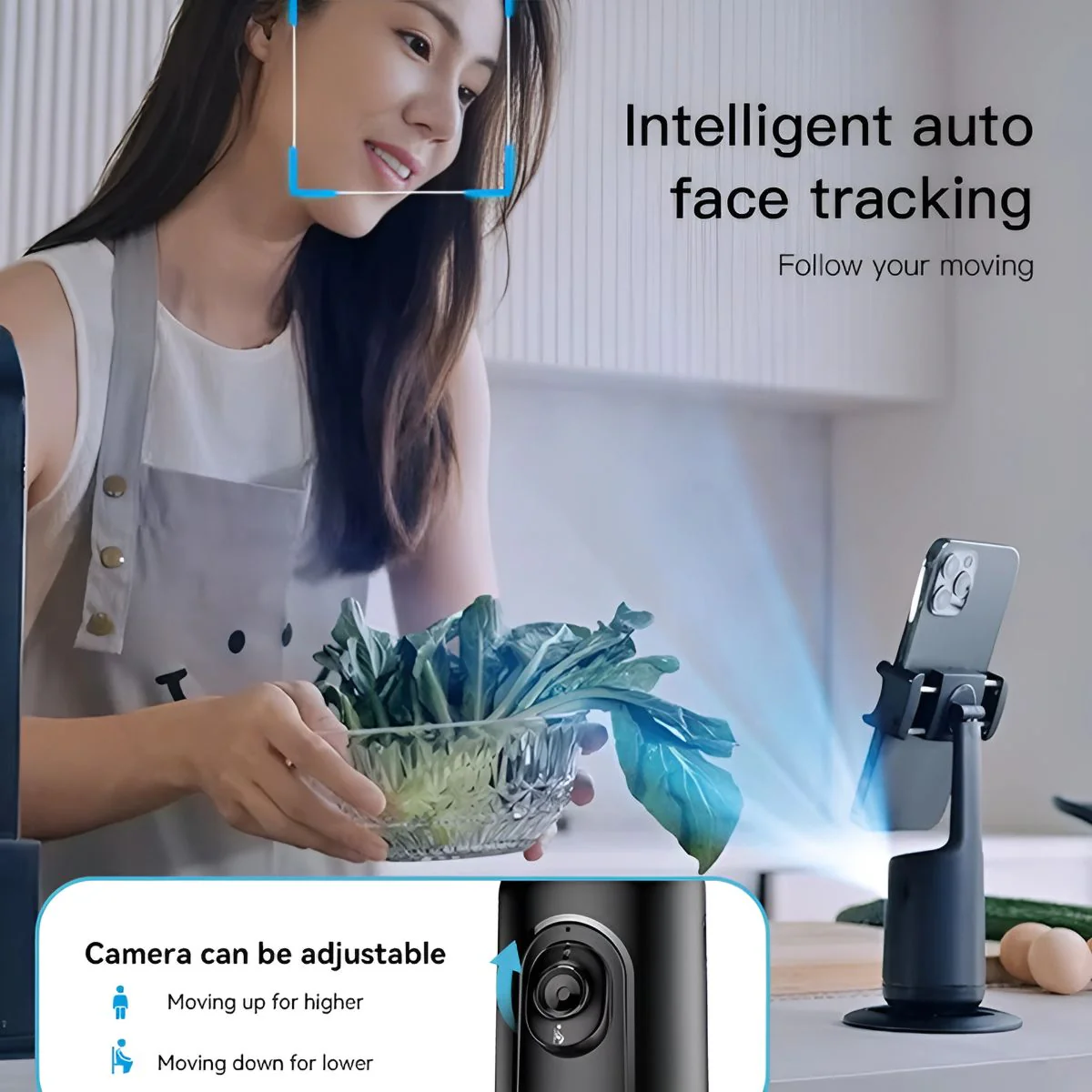 Trípode Inteligente Con Seguimiento Facial 360°. Auto Rotación Y Control Por Gestos. Ideal Para Vlogs O Videollamadas. Para Celular