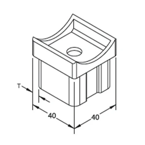 TUBE REST, Square, Plug For 40X40x2.0 Mm, For 42.4 Mm, SS-304, SATIN. - Image 2