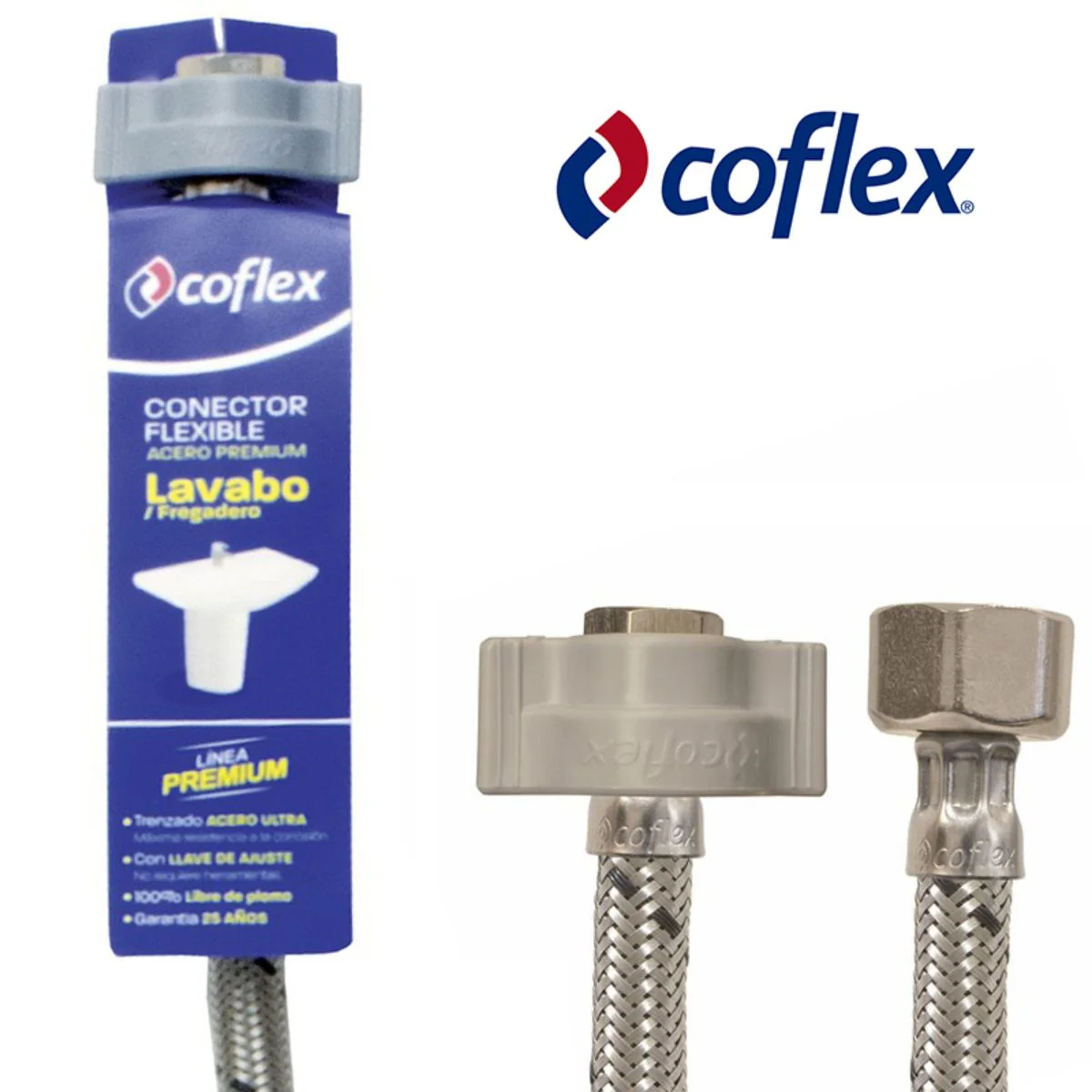 Tubo Abasto COFLEX Freg/Lav  3/8"Compx1/2"FIP  Metal 16"