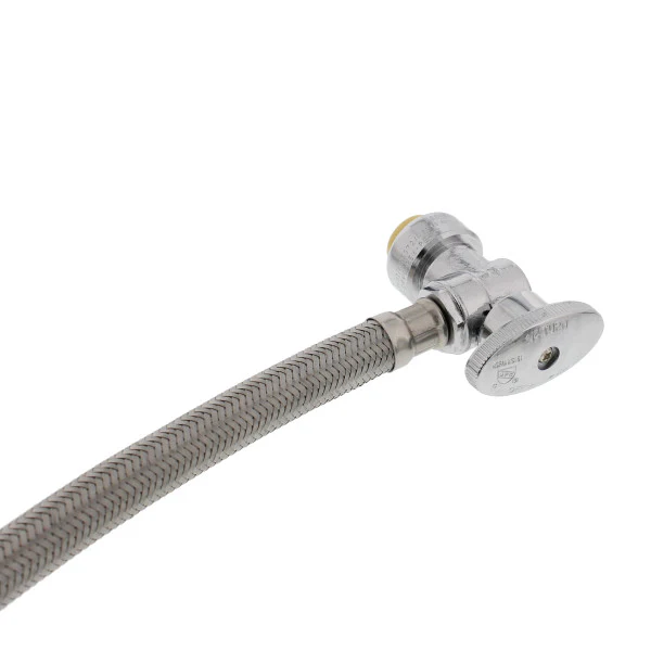 Tubo De Abasto De Acero Inoxidable De 18" Con Llave De Angulo Para Lavamanos 1/2" - Image 2