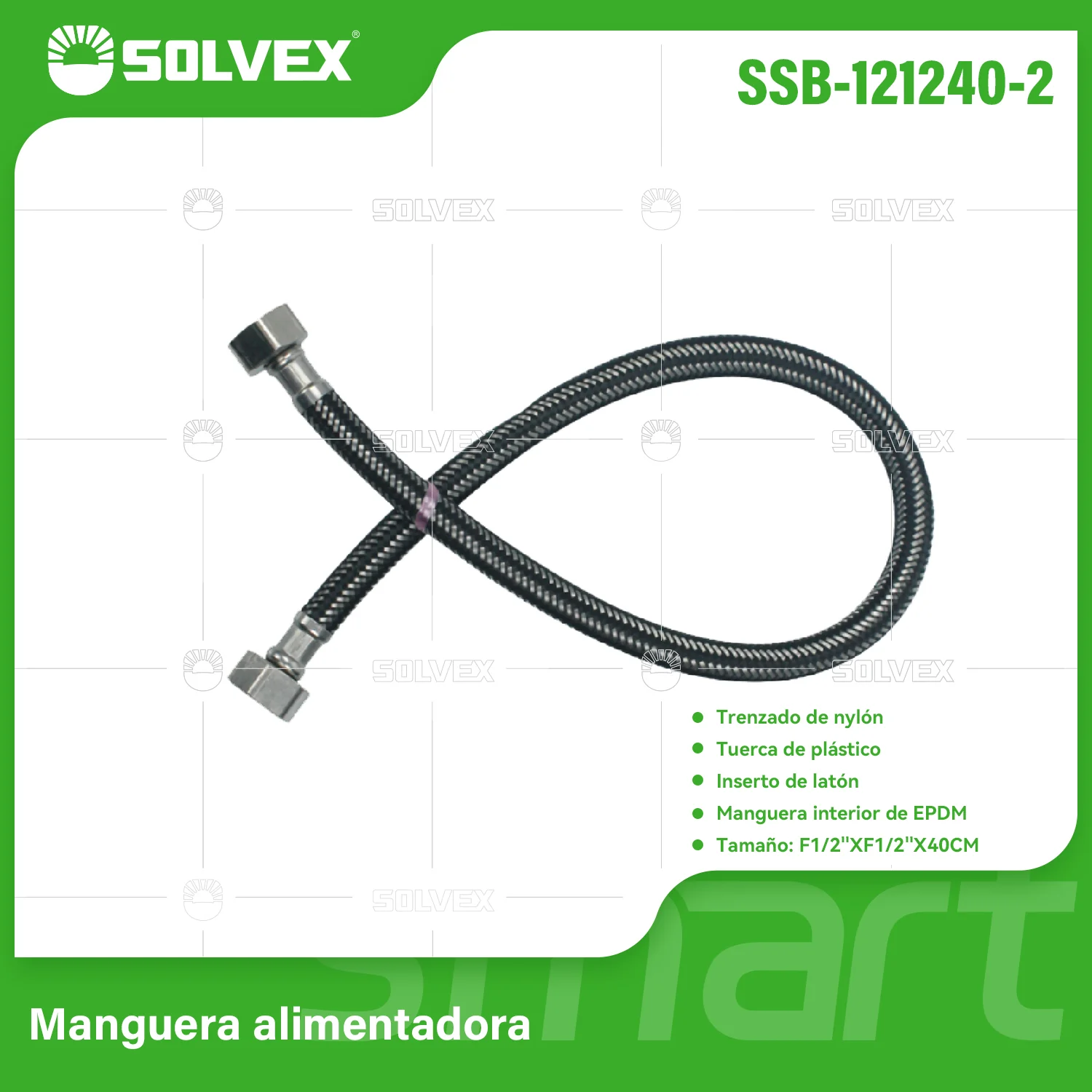 Tubo De Abasto Manguera Flexible 40Cm. Acero Inoxidable Trenzado Con Tuercas Metálicas H1/2'' X H1/2''.