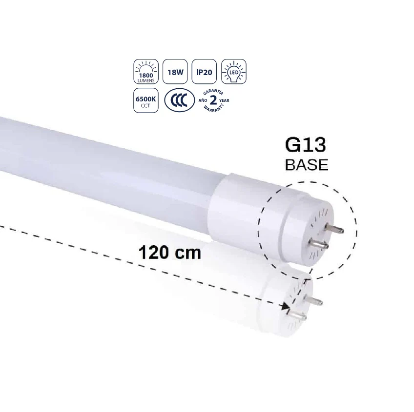 Tubo LED T18 18W 6500K Luz Fría, 1800Lm, Base G13 Ahorro Energético Y Luminosidad Homogénea, 598X26 Mm - Image 2
