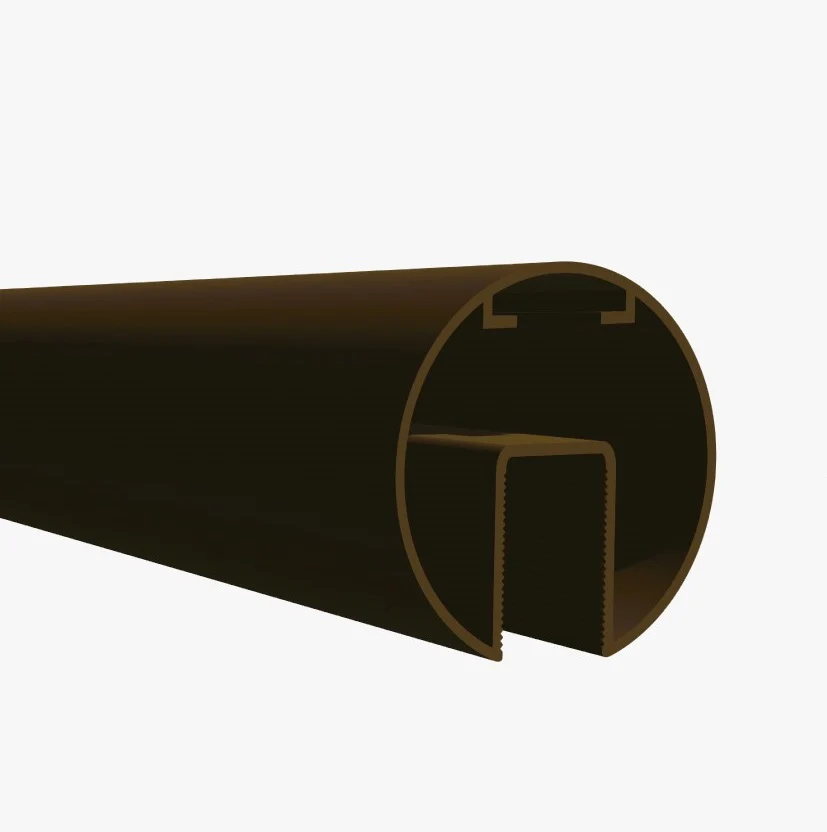 Tubo Redondo Pasamanos Aluminio Ranurado Diametro 63.5 Mm Largo 5.85M Anodizado Bronce