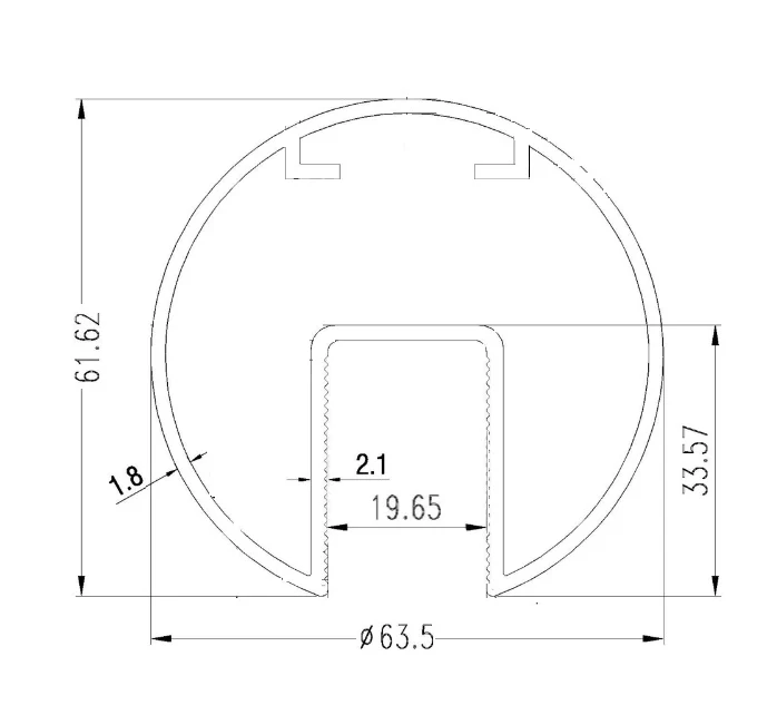 Tubo Redondo Pasamanos Aluminio Ranurado Diametro 63.5 Mm Largo 5.85M Anodizado Negro - Image 3