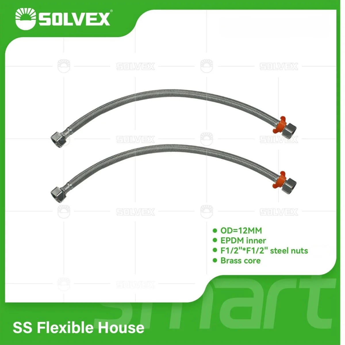 Tubos De Abasto Mangueras Flexibles (Par). Acero Inoxidable Trenzado Con Tuercas Metálicas H1/2'' X H1/2''.