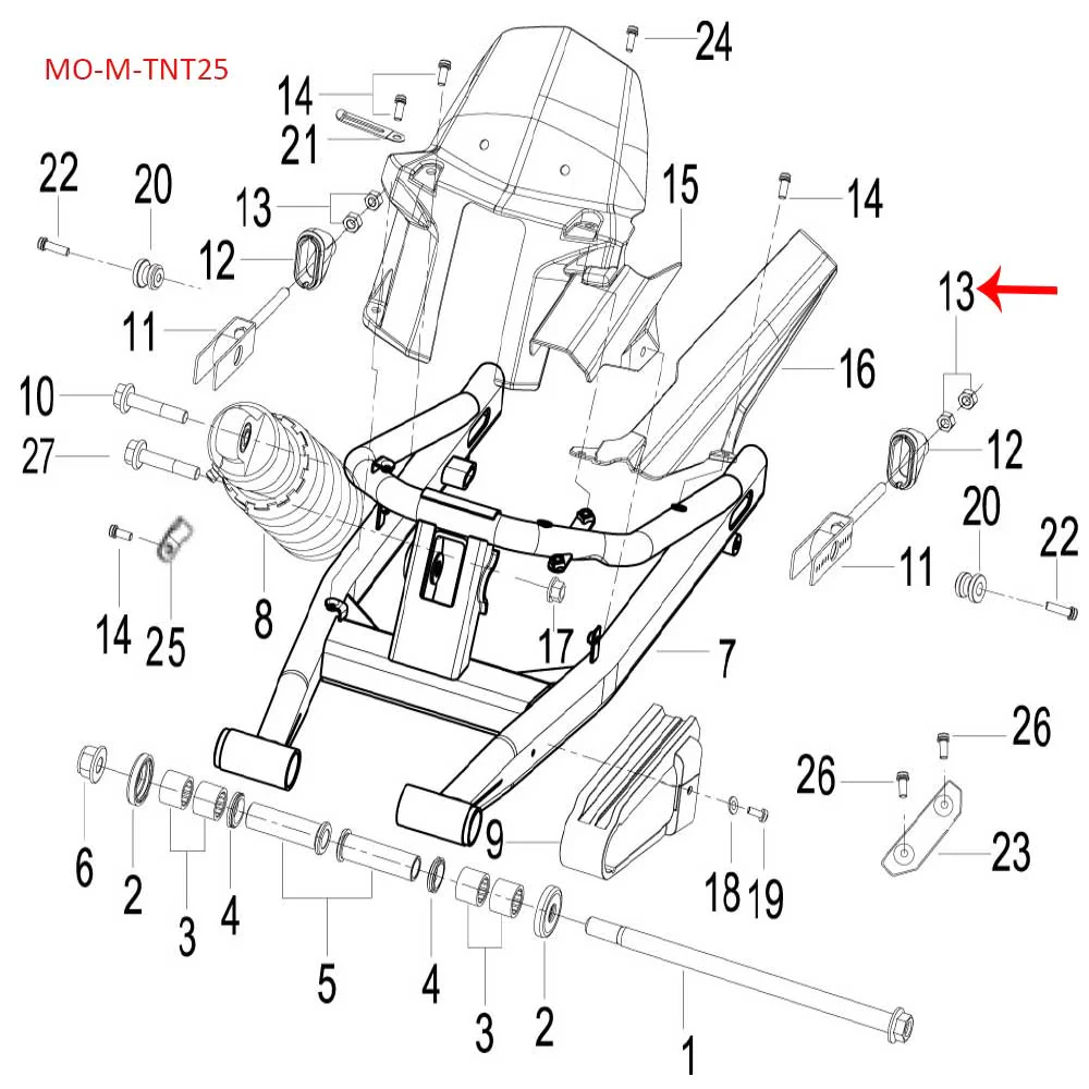 Tuerca De Montaje De La Corona (RGK150 / TNT150 / TNT135 / TNT25 / TRK251 / LEONCINO250 / TX200 / RK150) - Image 2