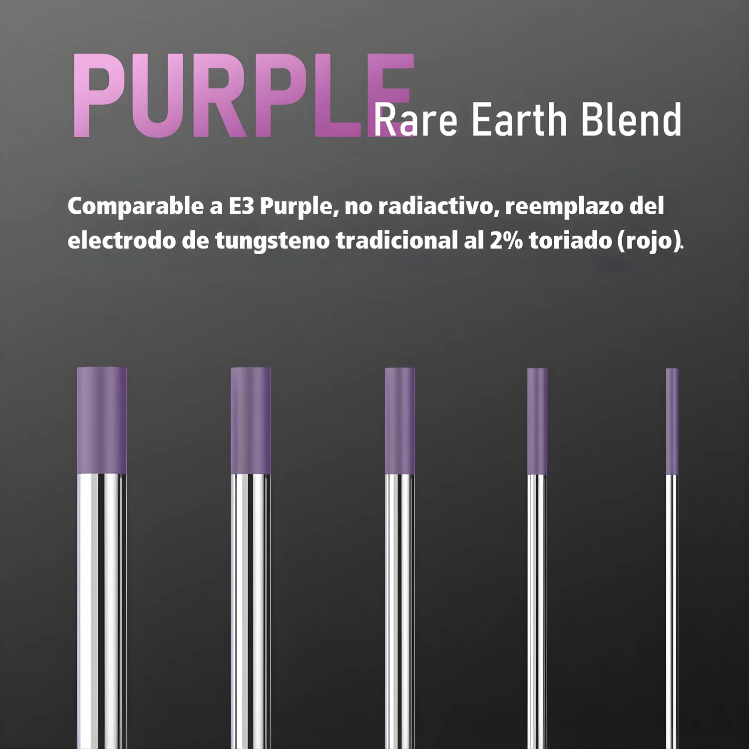 Tungstenos E3 Purpura 1.6Mm (1/16") Para Soldadura Tig (No Radioactivos) (Caja De 10 Pcs) - Image 2