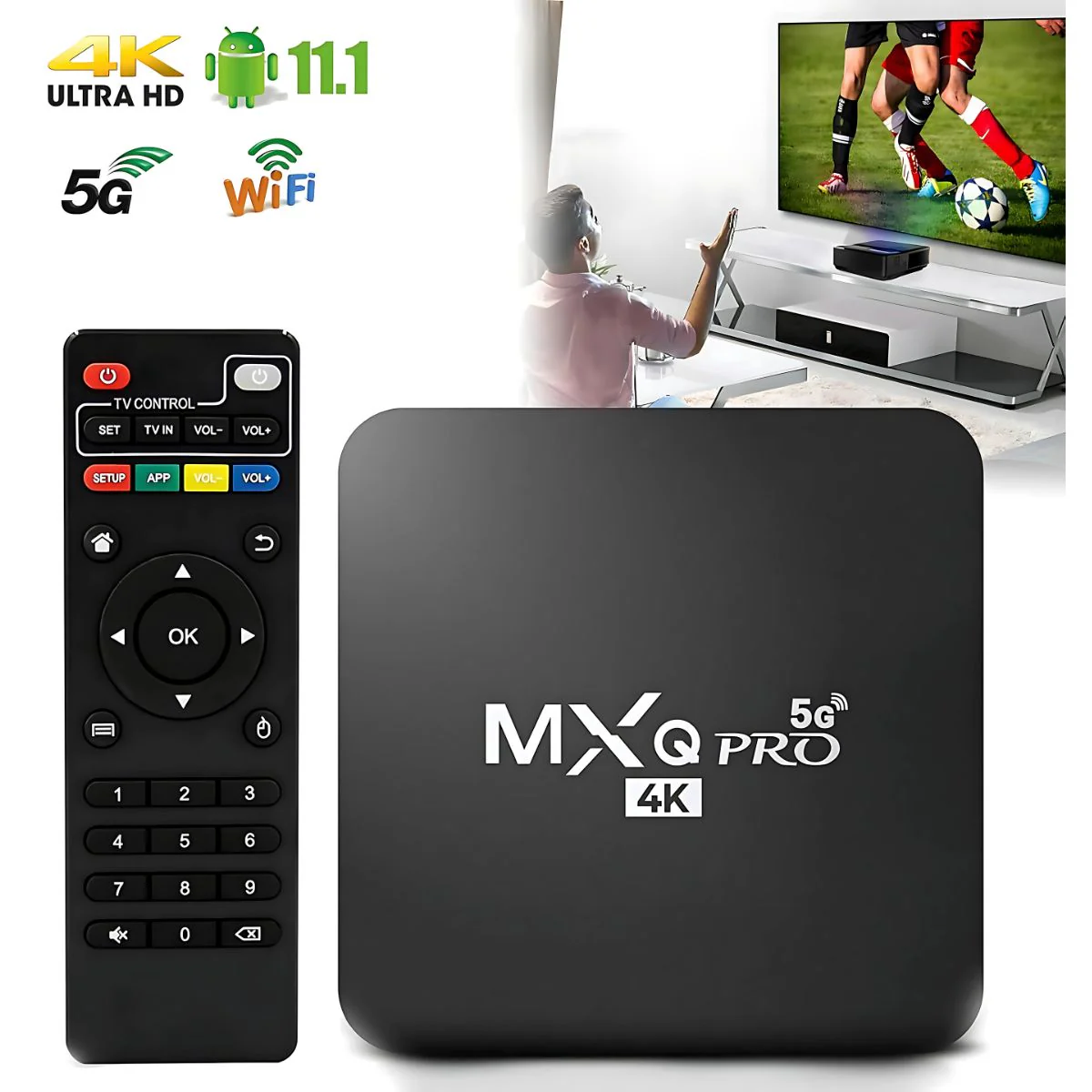 TV Box Android 11.1 4K Ultra HD Con Wifi 5G. Convierte Tu TV En Smart. Cajilla Smart Para Televisor. Ideal Para Youtube, Netflix Y Más