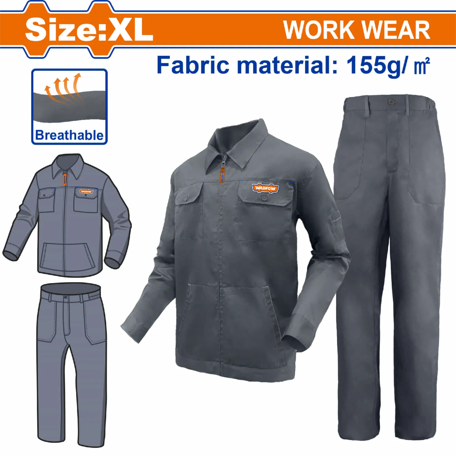 Uniformes De Trabajo 65% Poliéster 35% Algodón 155G Con Chaqueta Y Pantalón Bolsillos Y Cierre Con Zipper. SET - Image 4