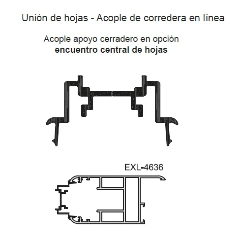 Union De Hoja Perimetral - Acopale Para Corredera En Linea. Serie Elevable Europa. Color Negro - Image 2
