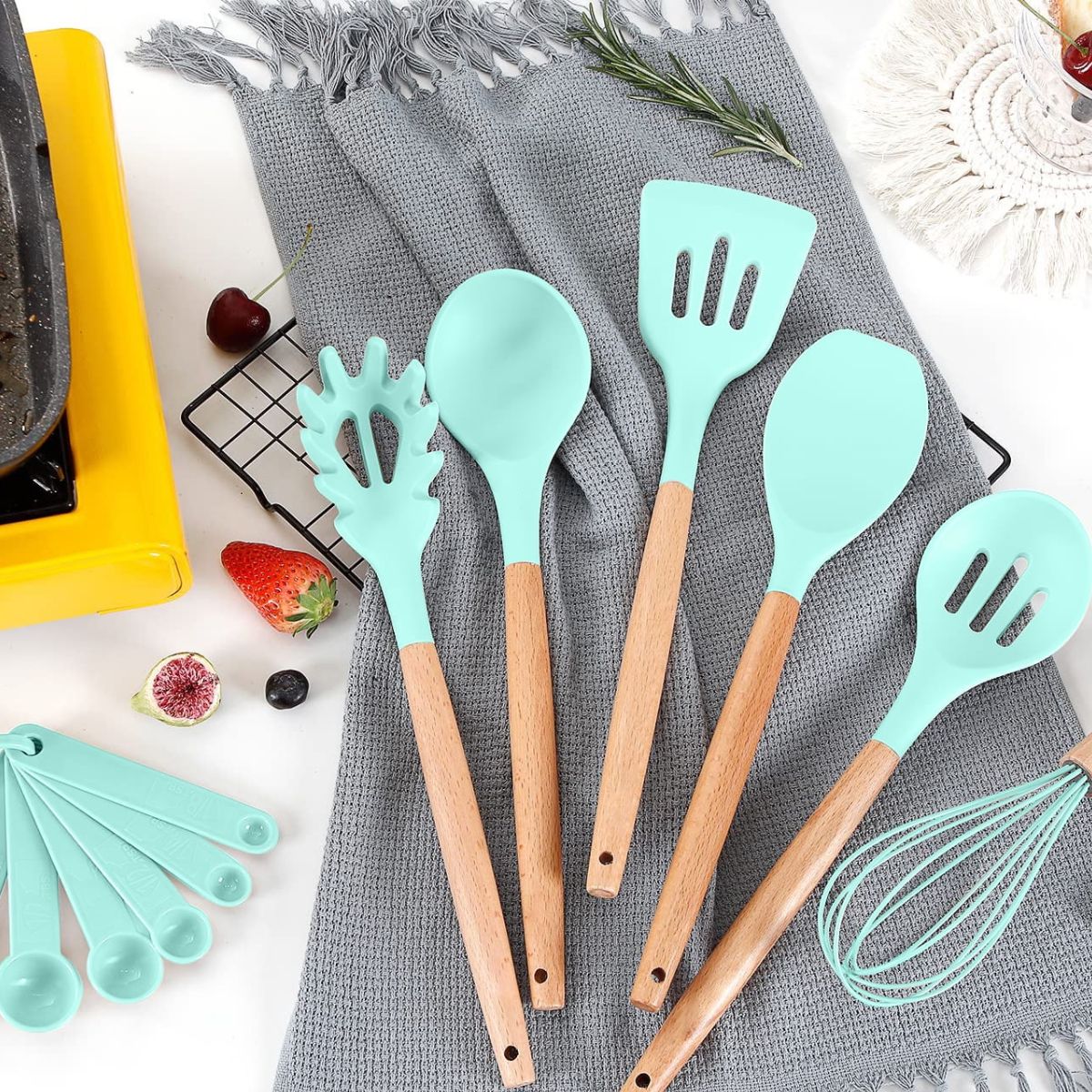 Utensilios De Cocina De Silicona Y Madera. Juego De Cucharones Completo De 34 Piezas Antiadherentes Y Resistentes Al Calor. - Image 3