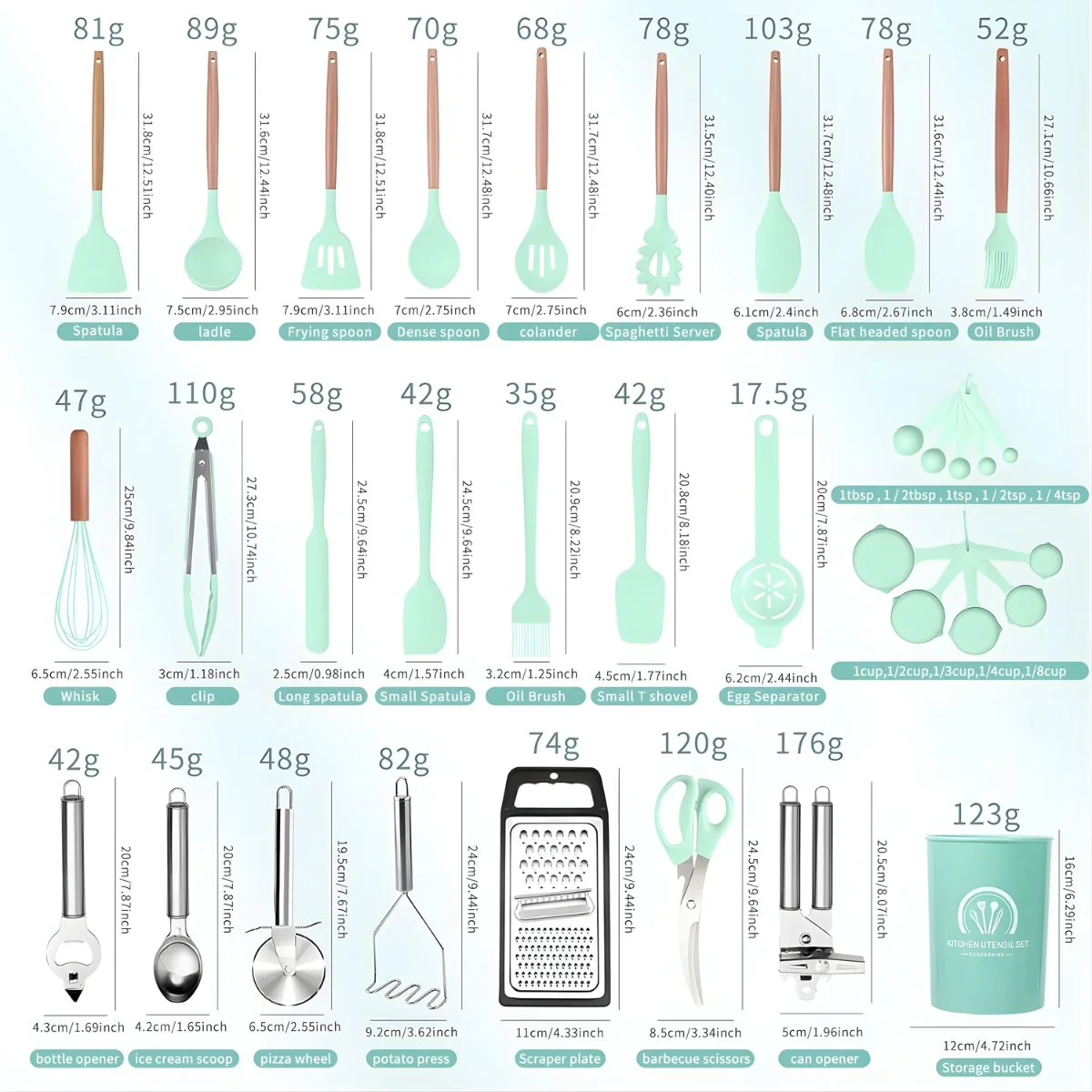 Utensilios De Cocina De Silicona Y Madera. Juego De Cucharones Completo De 34 Piezas Antiadherentes Y Resistentes Al Calor. - Image 4