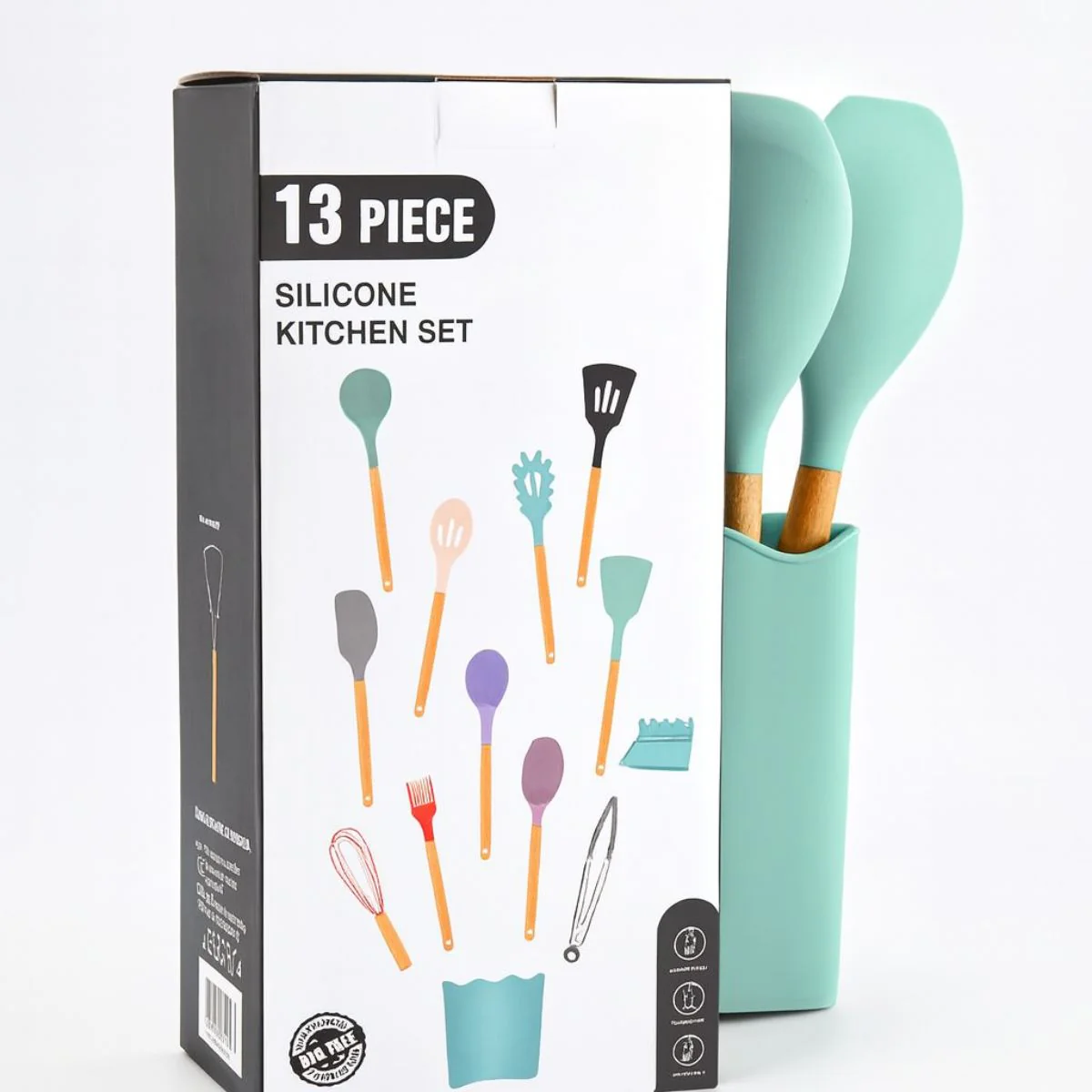 Utensilios De Cocina De Silicona Y Madera. Juego De Cucharones De 13 Piezas Antiadherentes Y Resistentes Al Calor. - Image 4